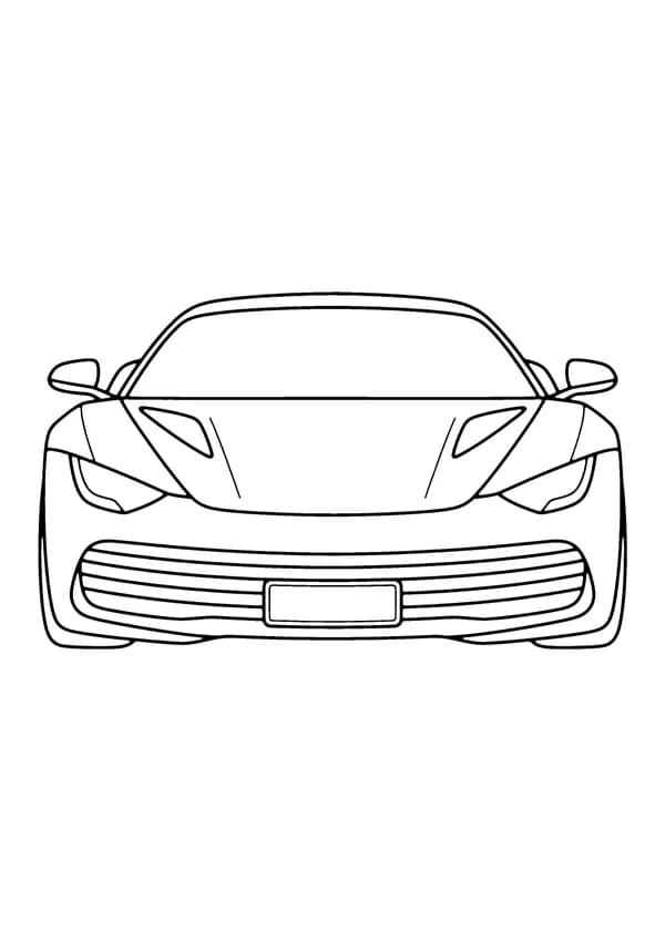 Printable hand-drawn Sports Car Close-Up coloring page