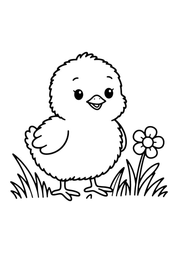 Printable hand-drawn Spring Baby Chick coloring page