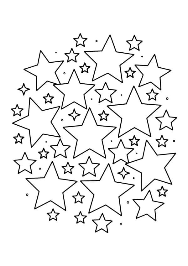 Printable hand-drawn Star Cluster Bunch coloring page