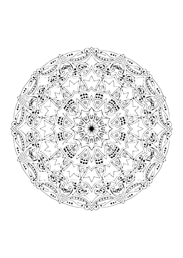 Printable hand-drawn Starburst Pattern coloring page
