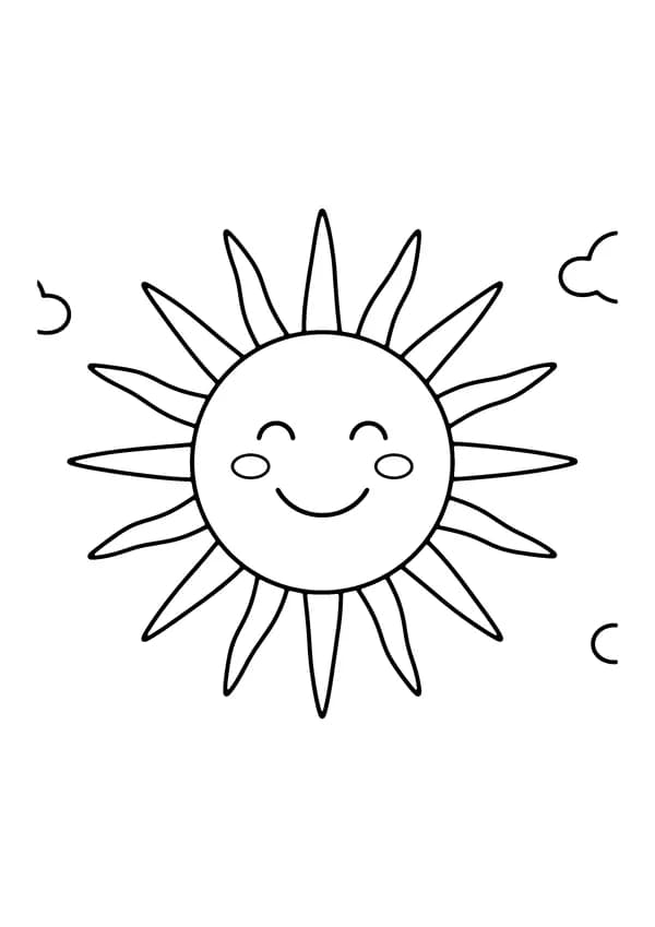 Printable hand-drawn Summer Sun Close-Up coloring page