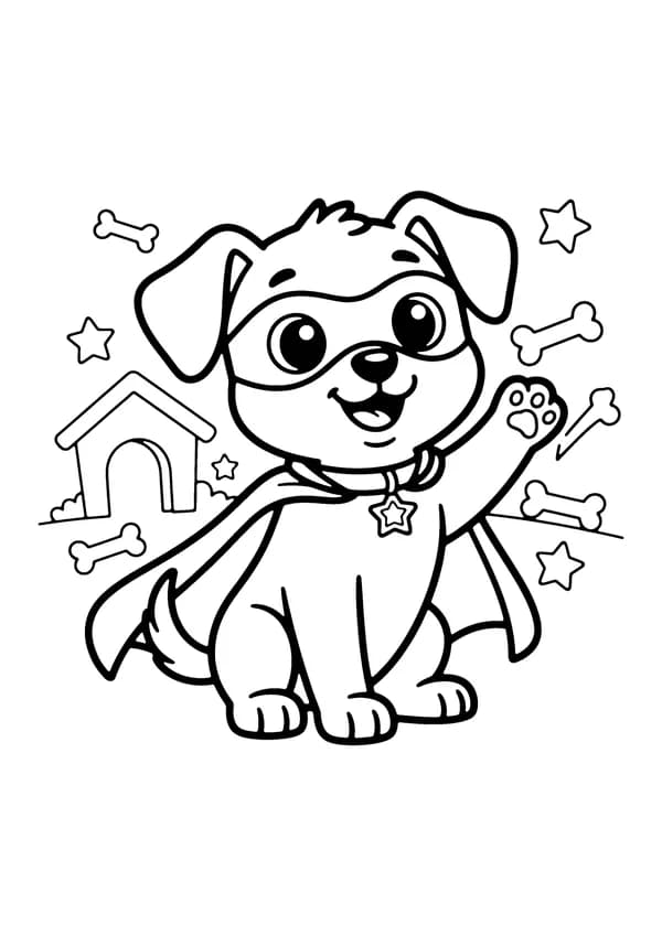 Printable hand-drawn Super Pup Sidekick coloring page