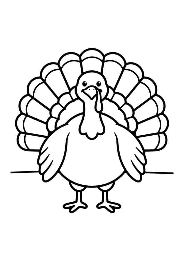 Printable hand-drawn Thanksgiving Turkey Feast coloring page