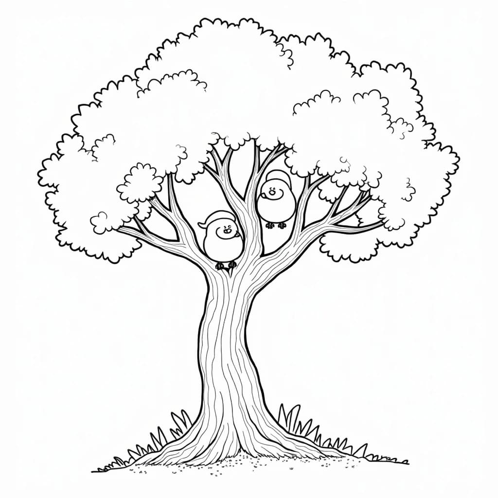 Tree with Birds coloring page