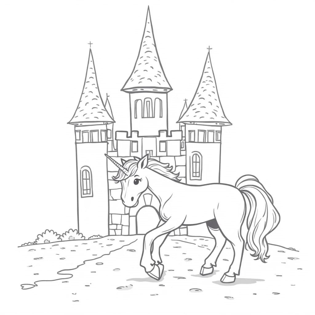 Unicorn Castle coloring page