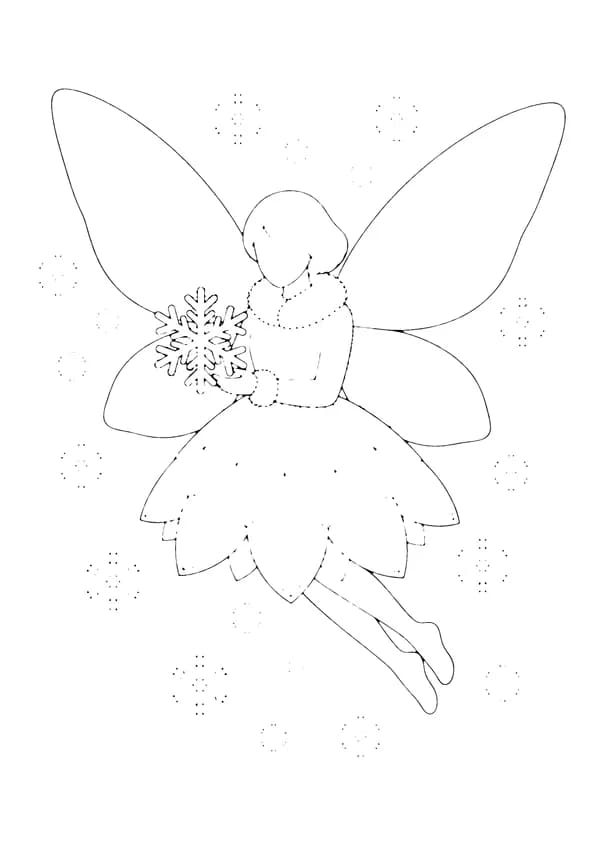 Printable hand-drawn Winter Fairy coloring page