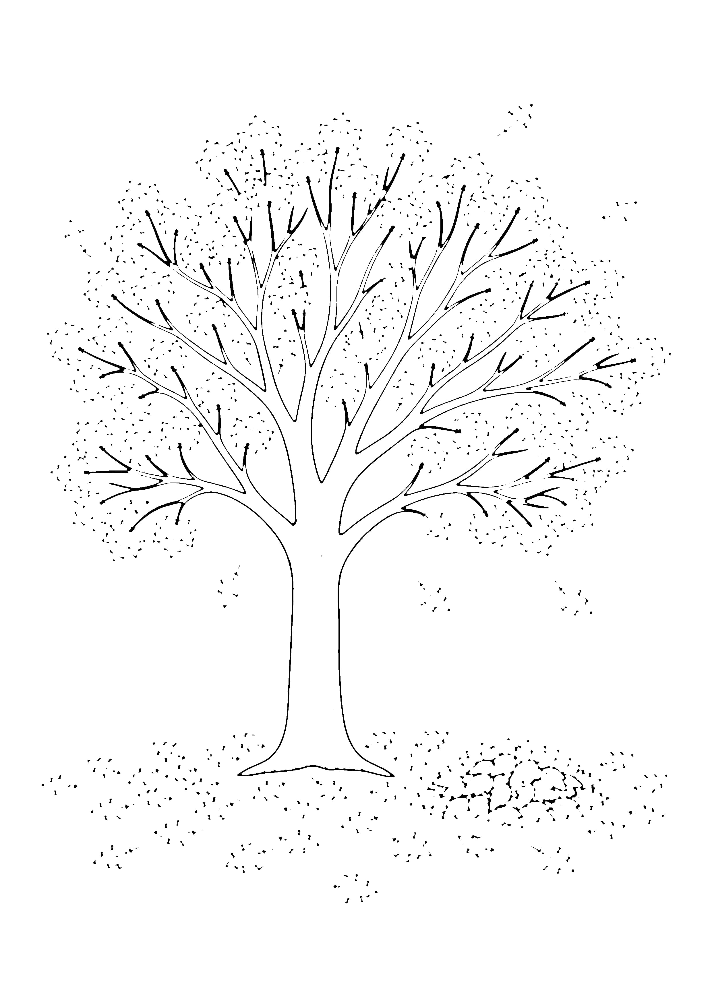 Printable hand-drawn Autumn Tree coloring page