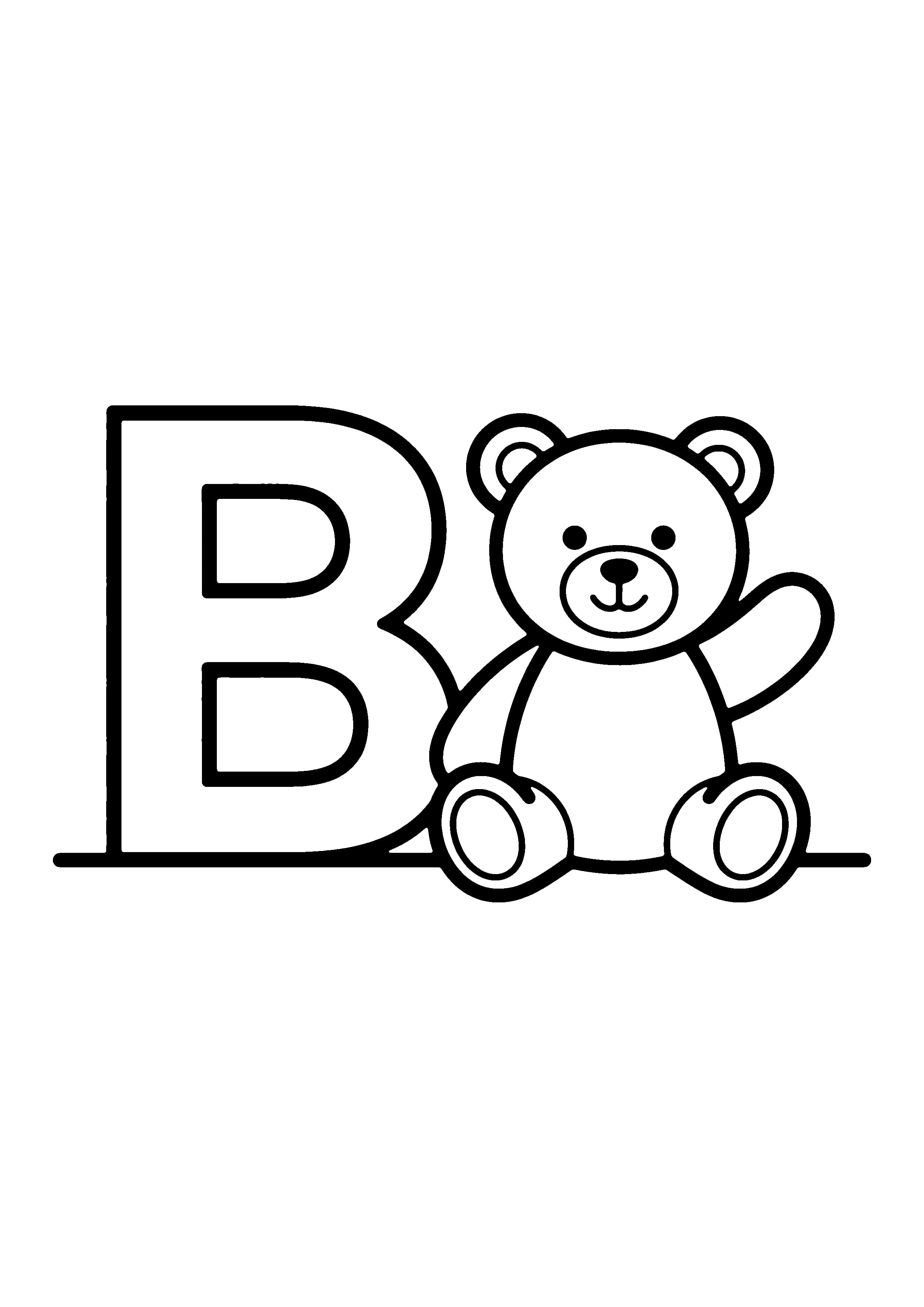 Printable hand-drawn B for Bear coloring page