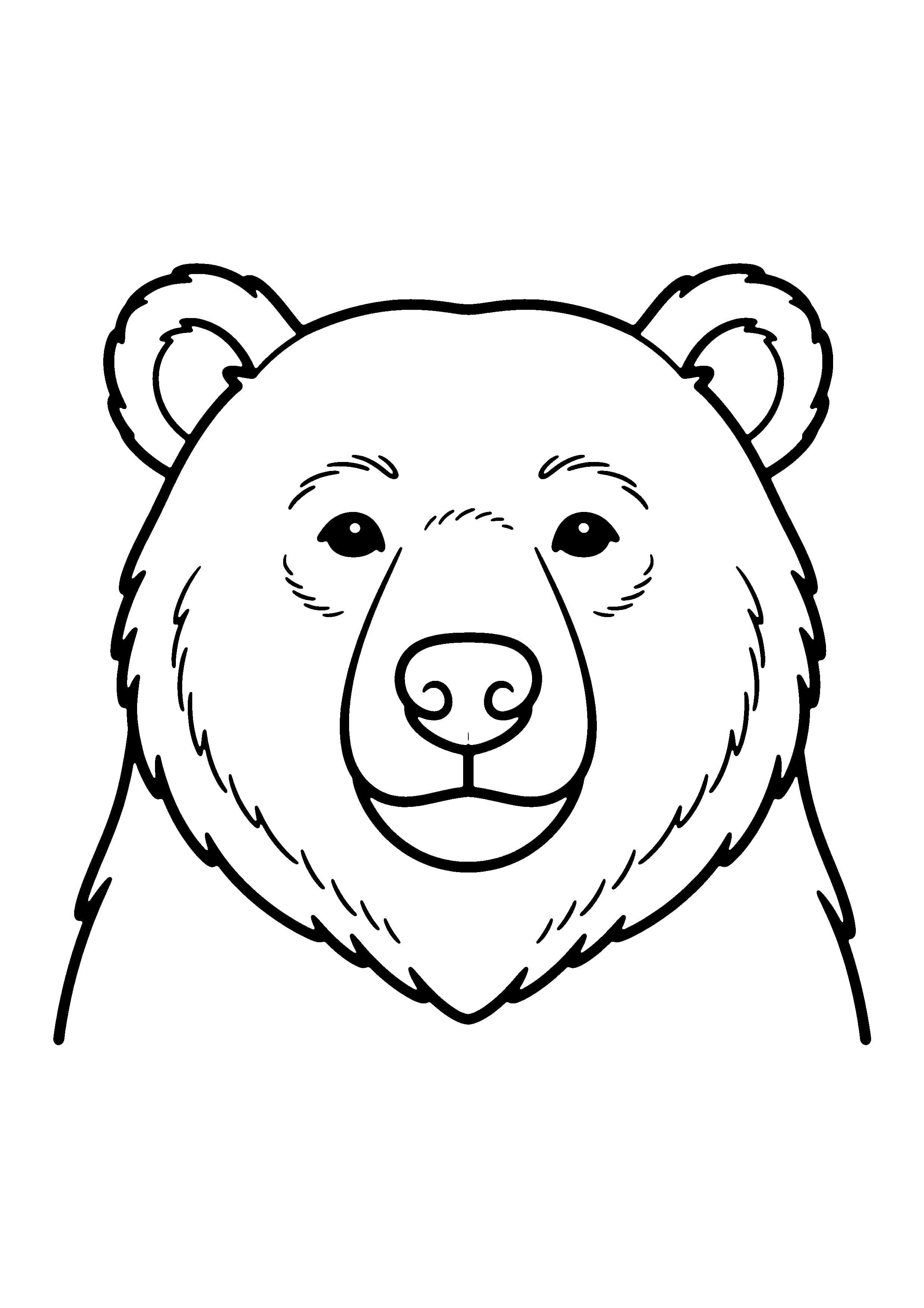 Printable hand-drawn Bear Face Close-Up coloring page