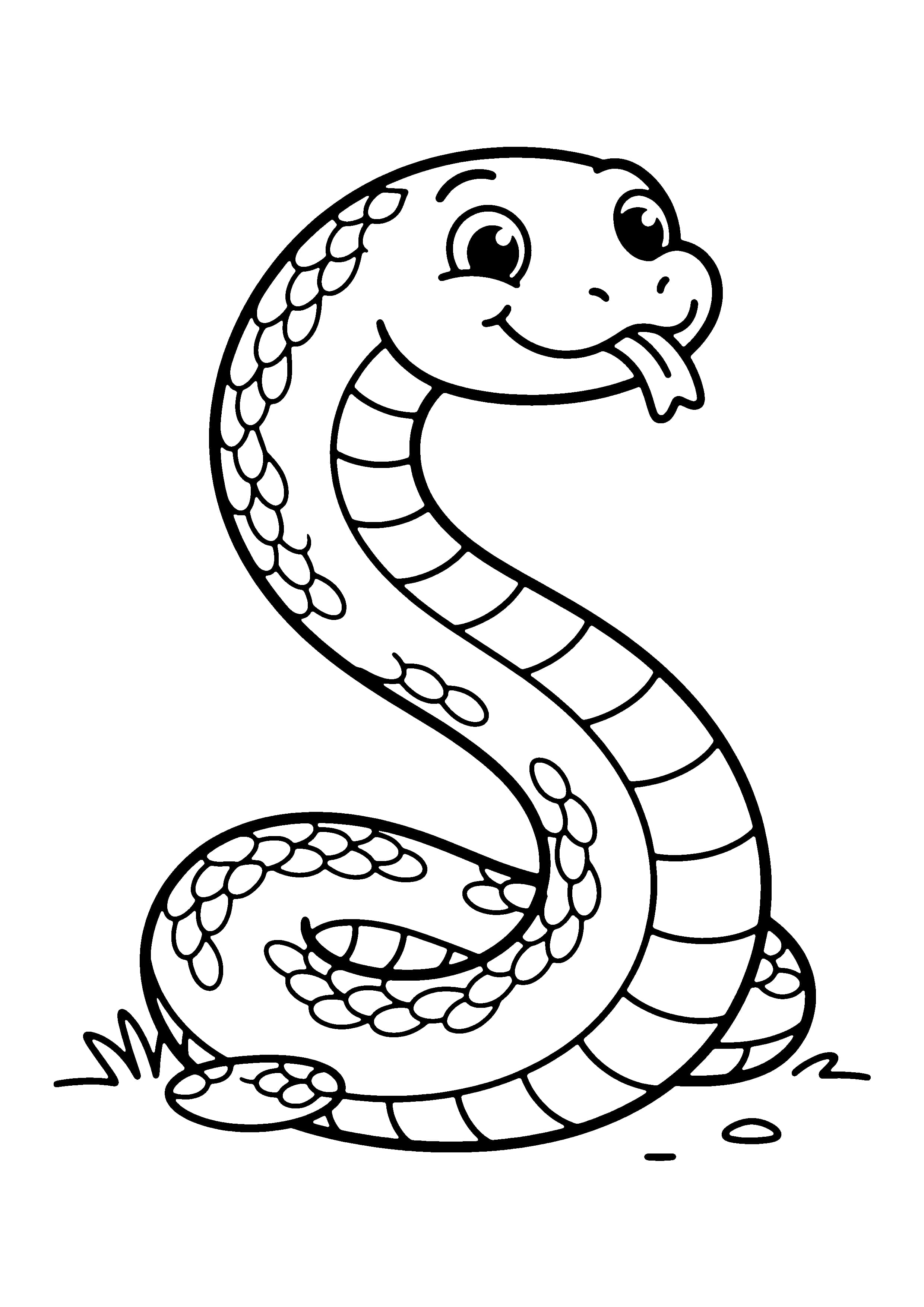 Printable hand-drawn Big Letter S as a Snake coloring page