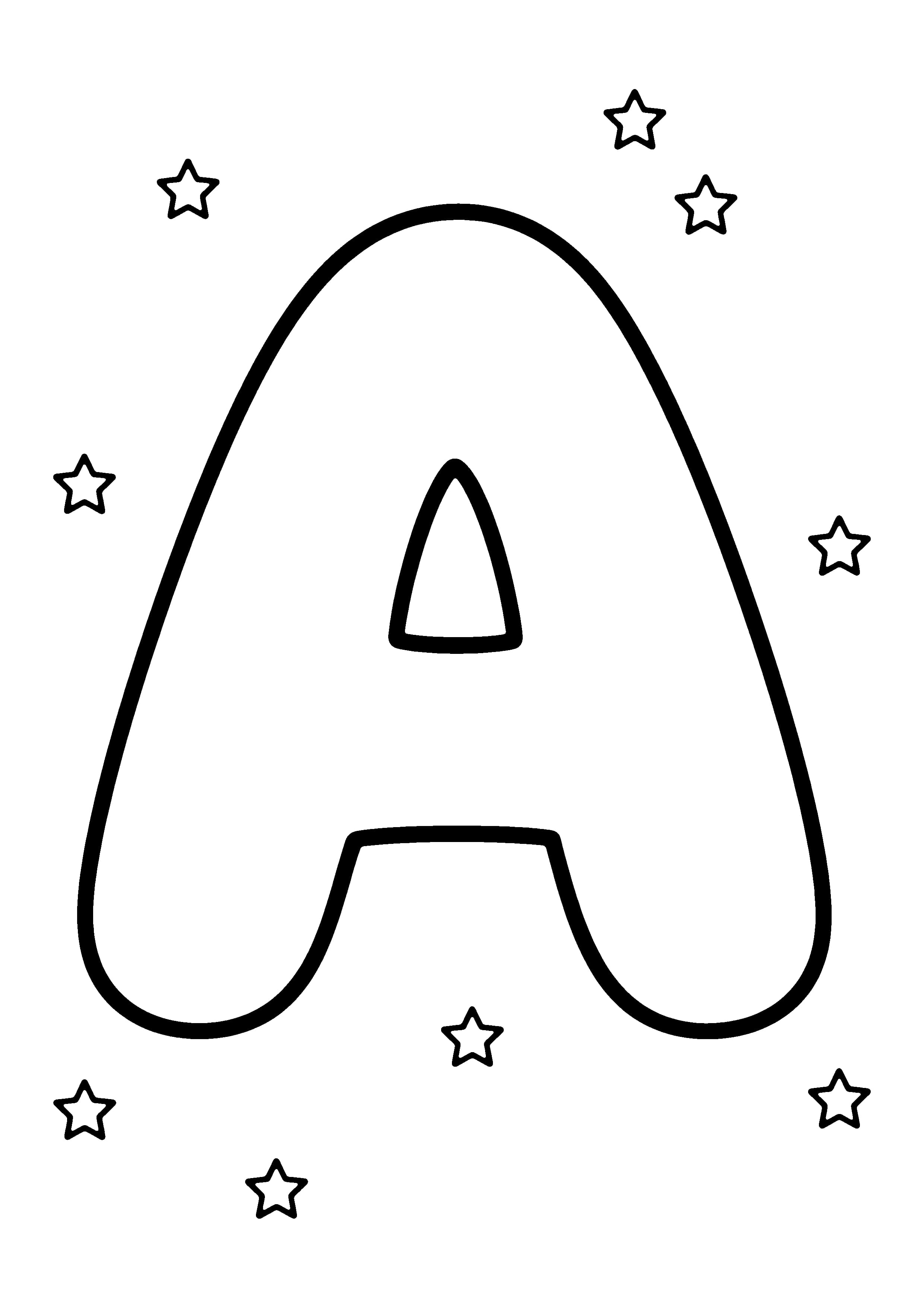 Printable hand-drawn Bubble Letter A coloring page