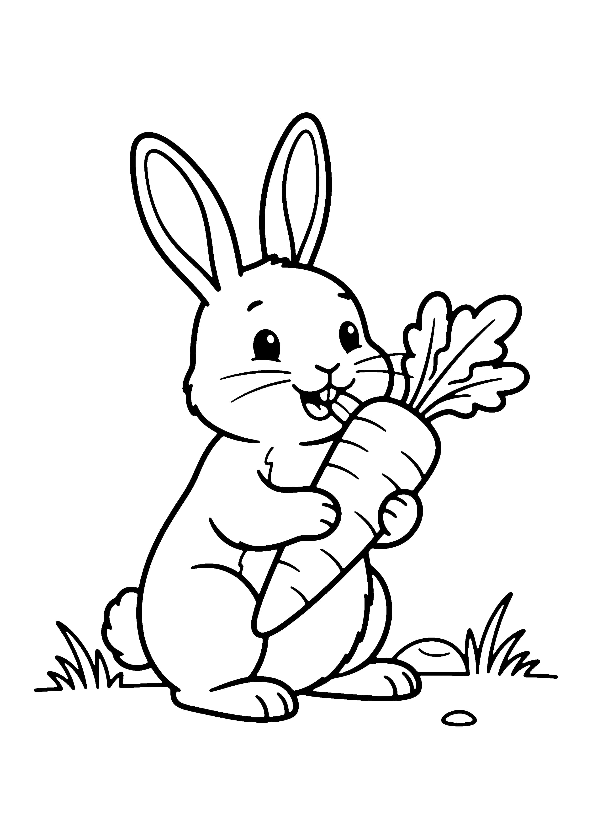 Printable hand-drawn Bunny with Carrot coloring page