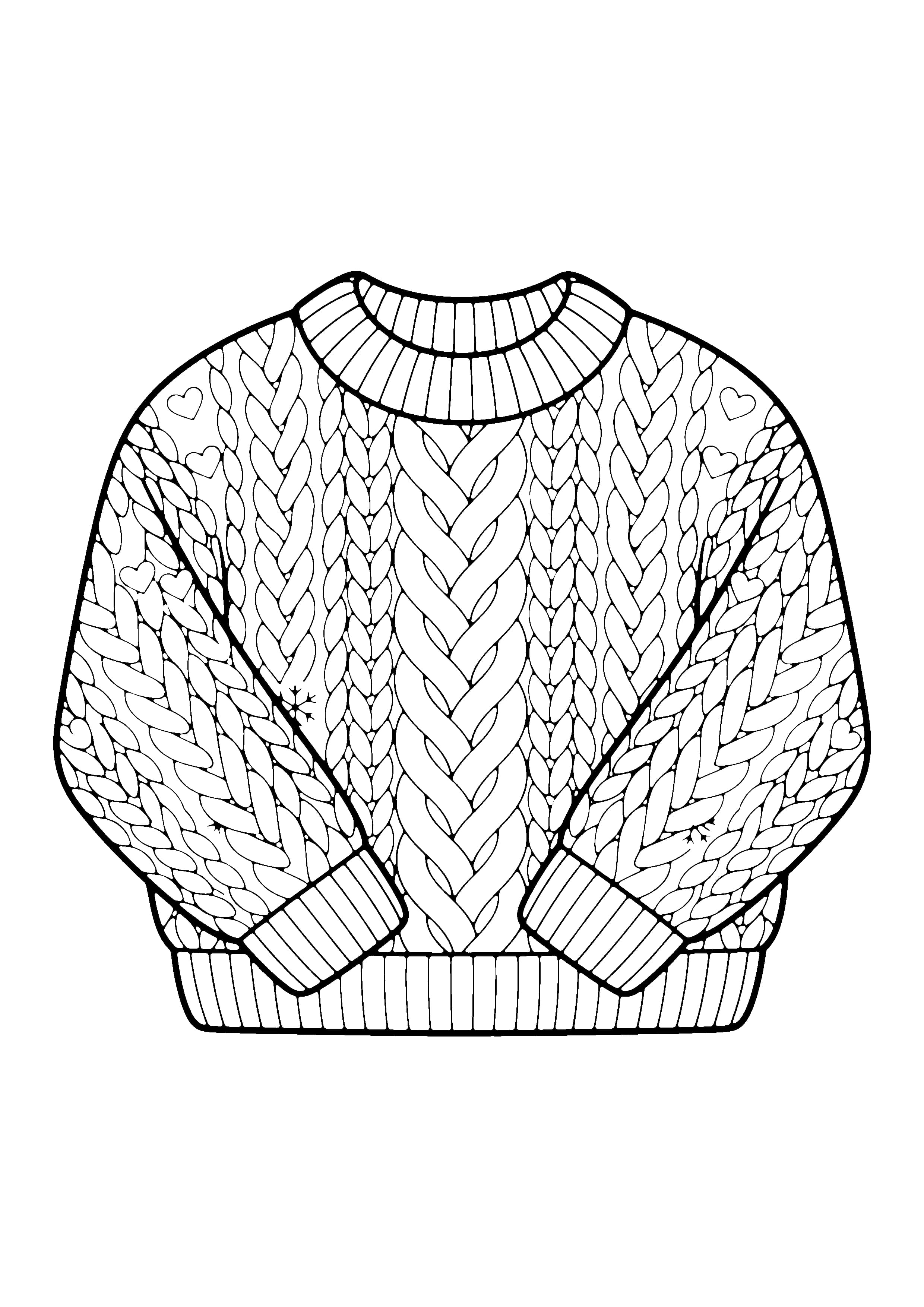 Printable hand-drawn Chunky Knitted Sweater coloring page