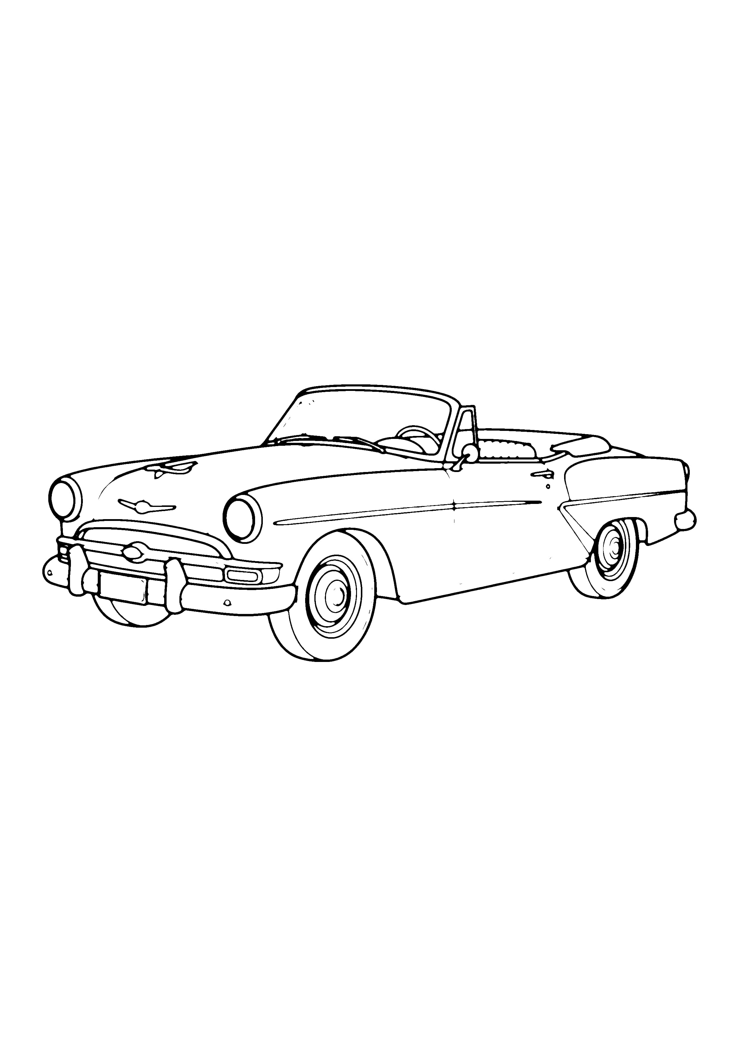 Printable hand-drawn Classic Convertible coloring page