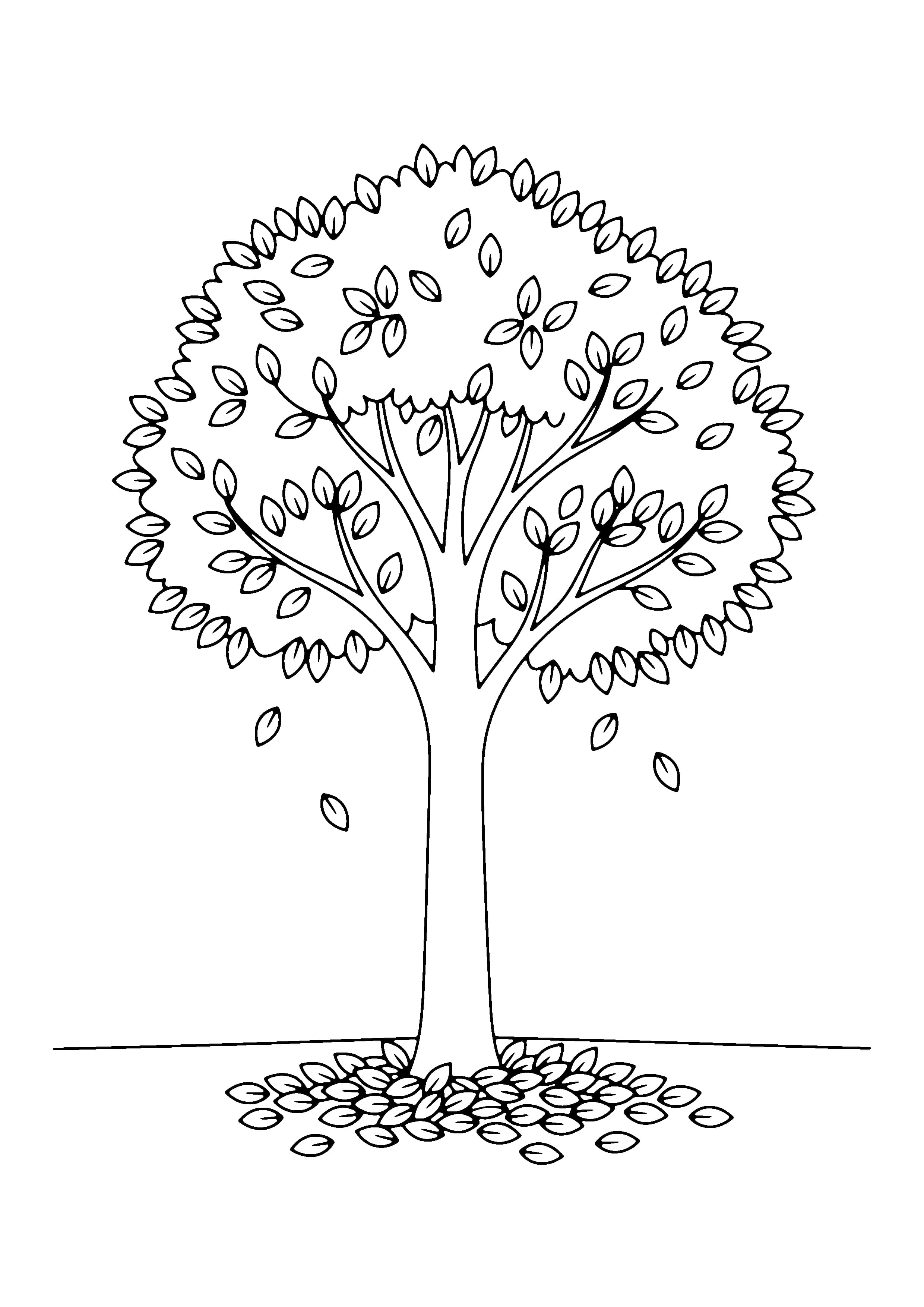Printable hand-drawn Colorful Fall Tree coloring page