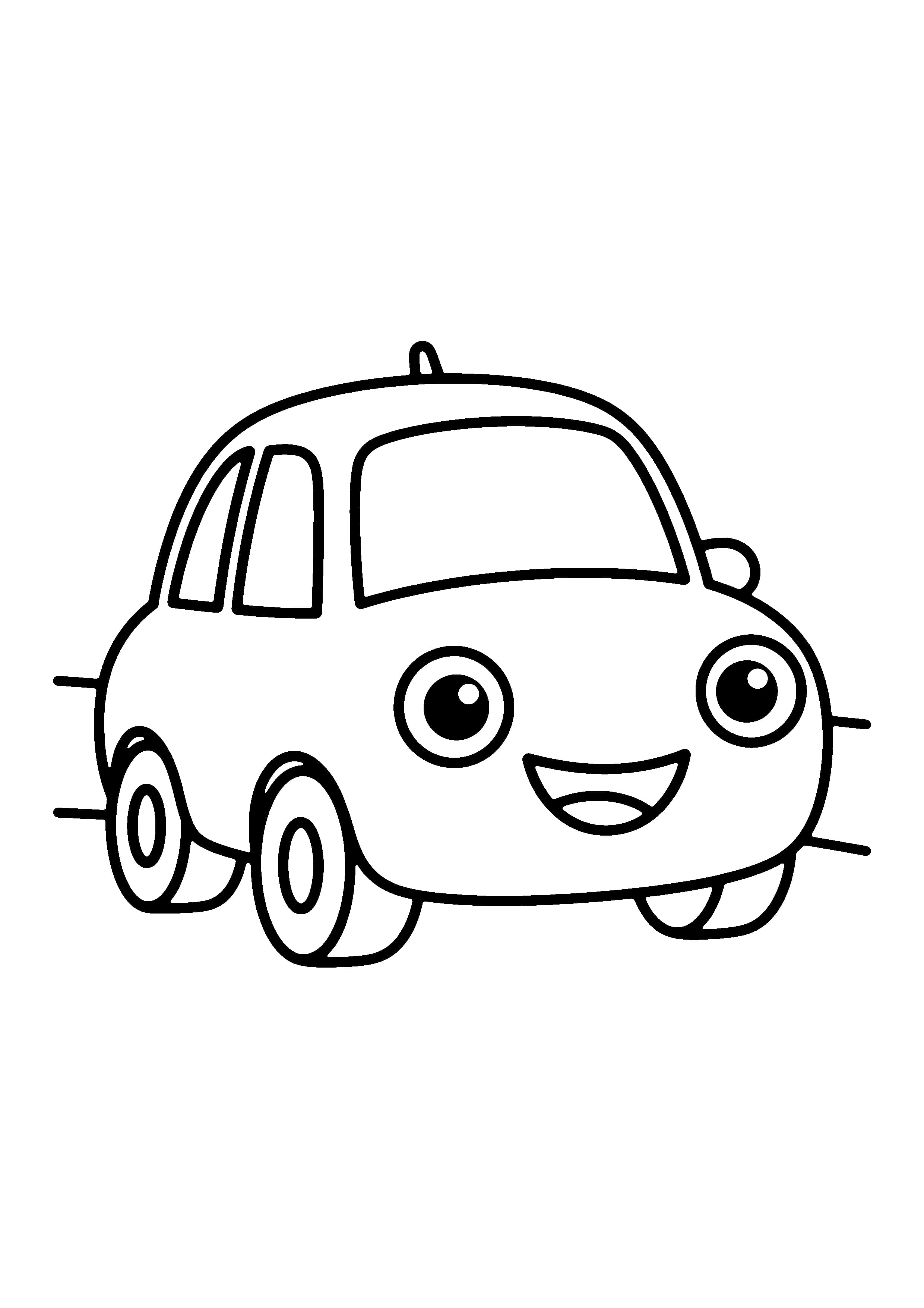 Printable hand-drawn Cute Cartoon Car coloring page