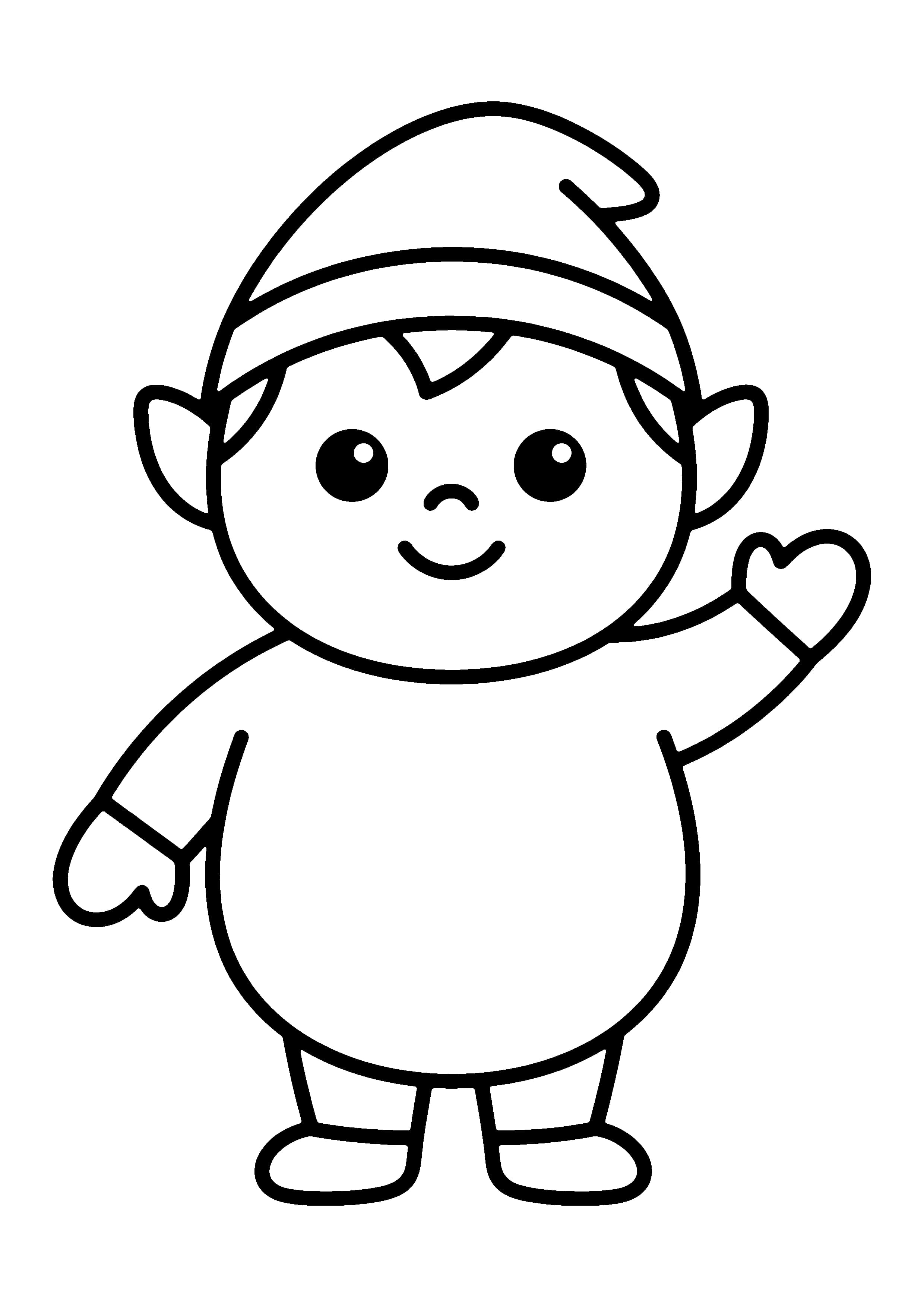 Printable hand-drawn Cute Easy Elf coloring page