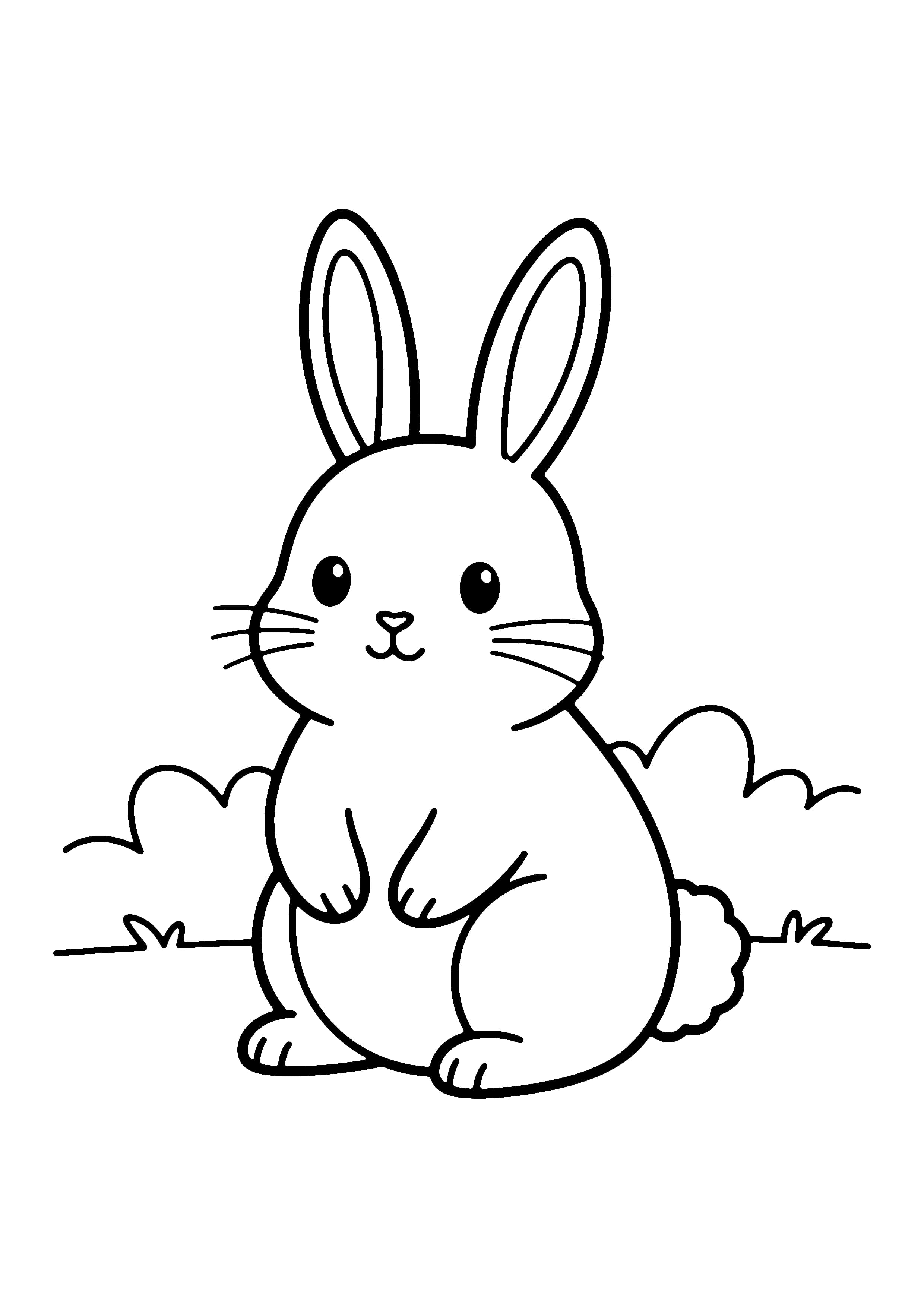 Printable hand-drawn Cute Sitting Bunny coloring page