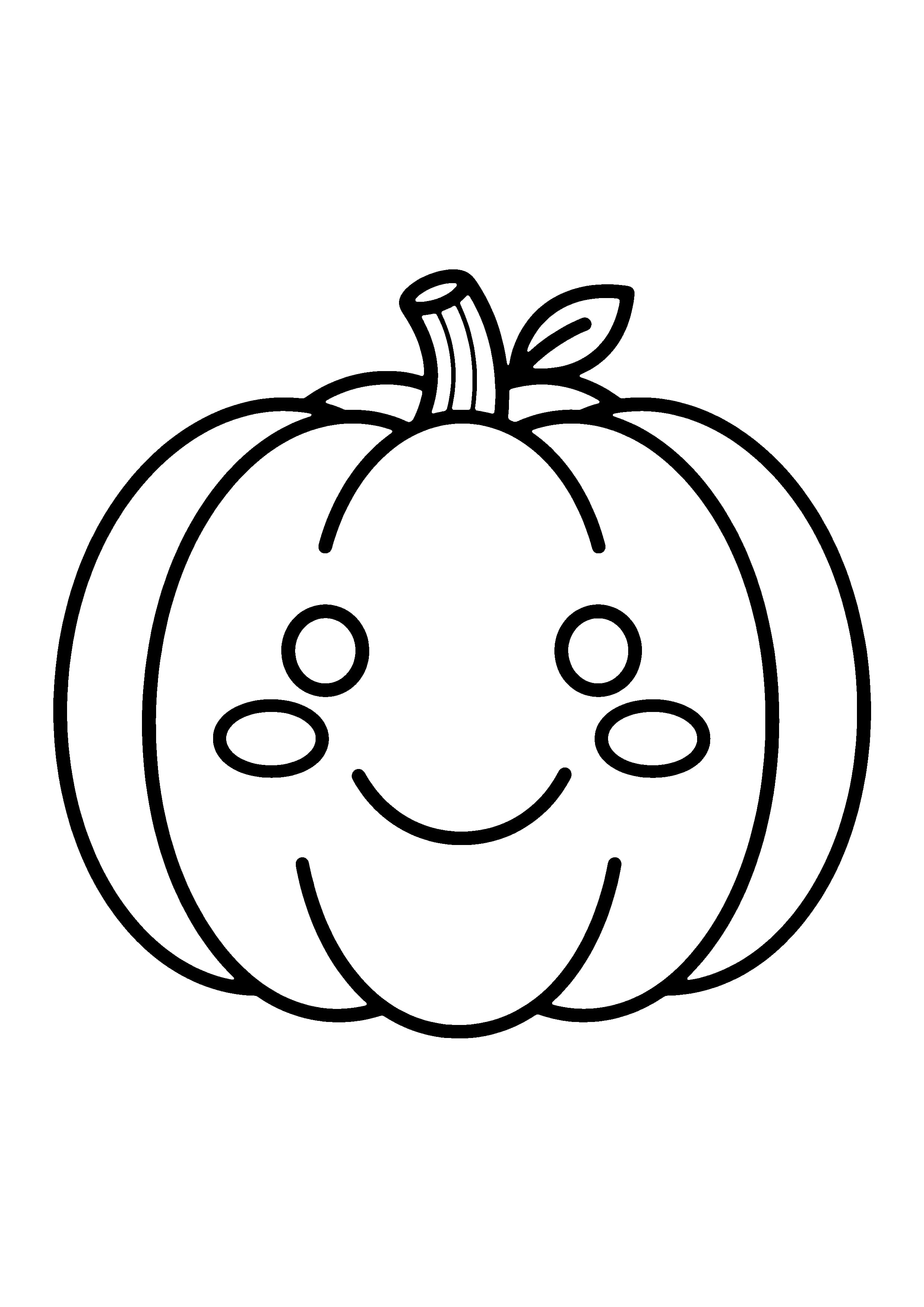 Printable hand-drawn Cute Smiling Pumpkin coloring page