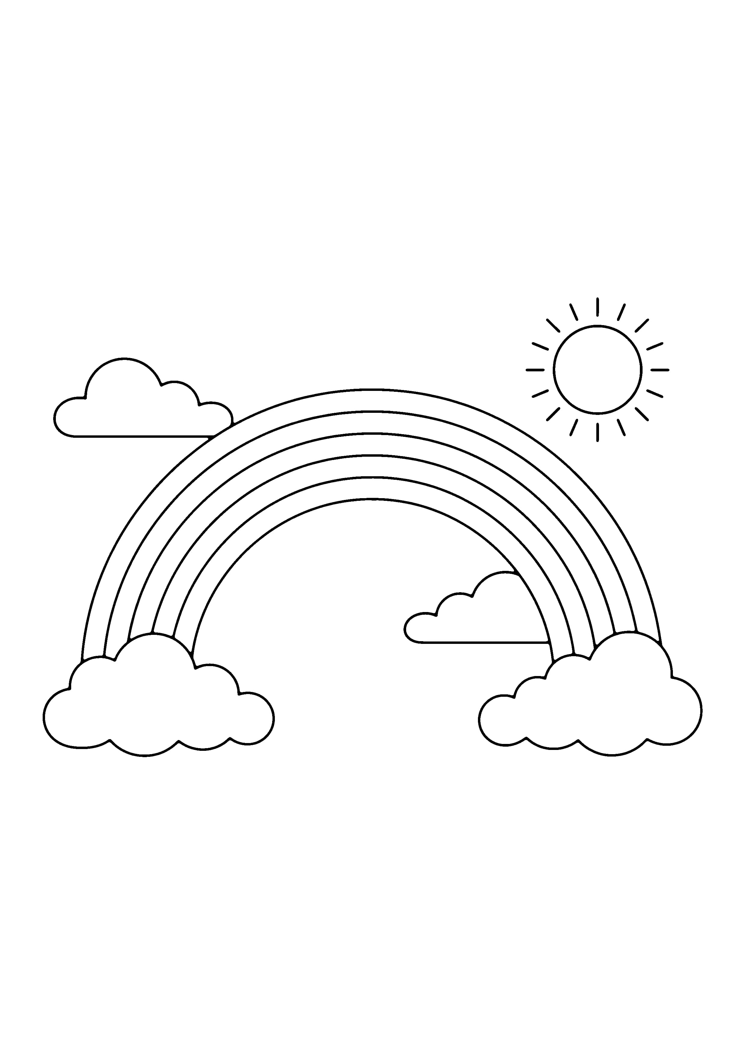 Printable hand-drawn Double Rainbow coloring page