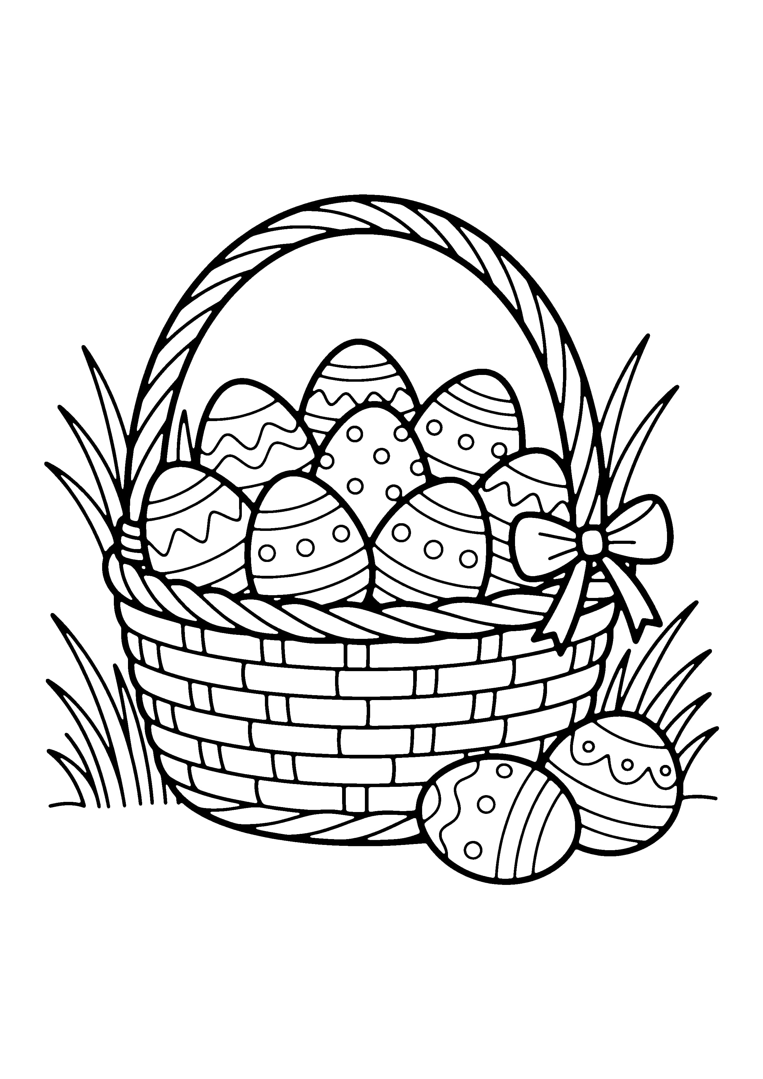 Printable hand-drawn Easter Egg Basket coloring page