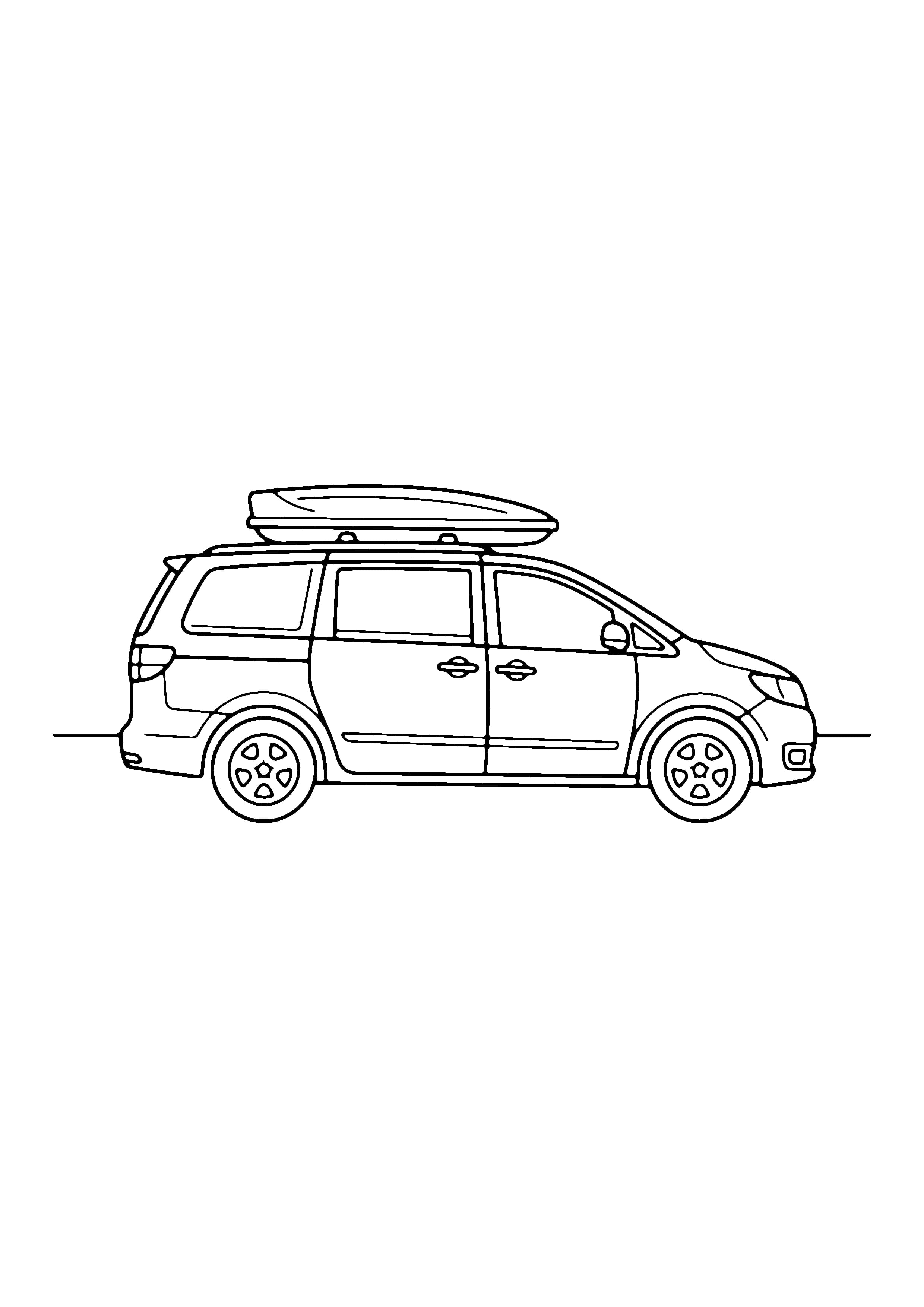 Printable hand-drawn Family Minivan coloring page