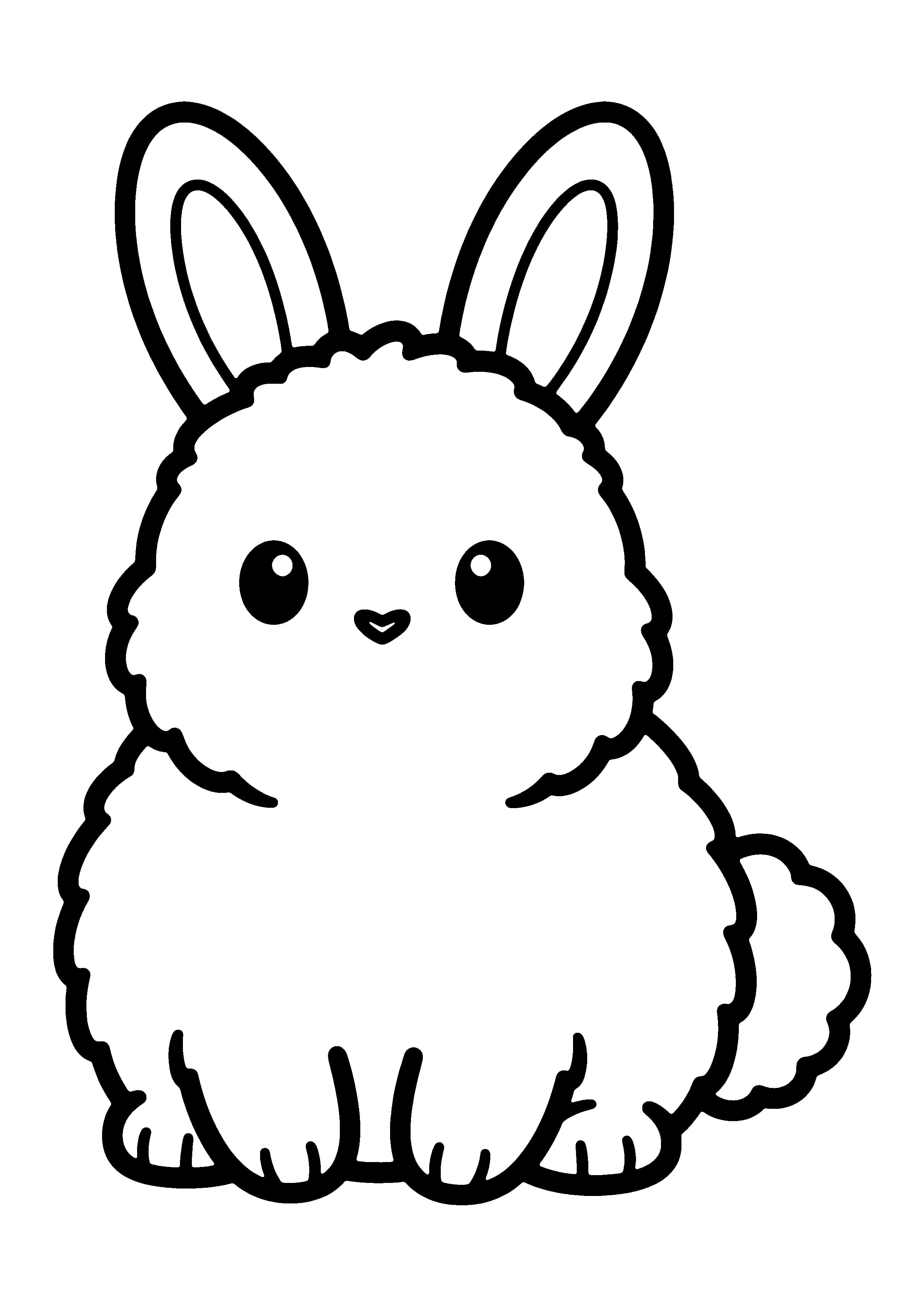 Printable hand-drawn Fluffy Sitting Bunny coloring page