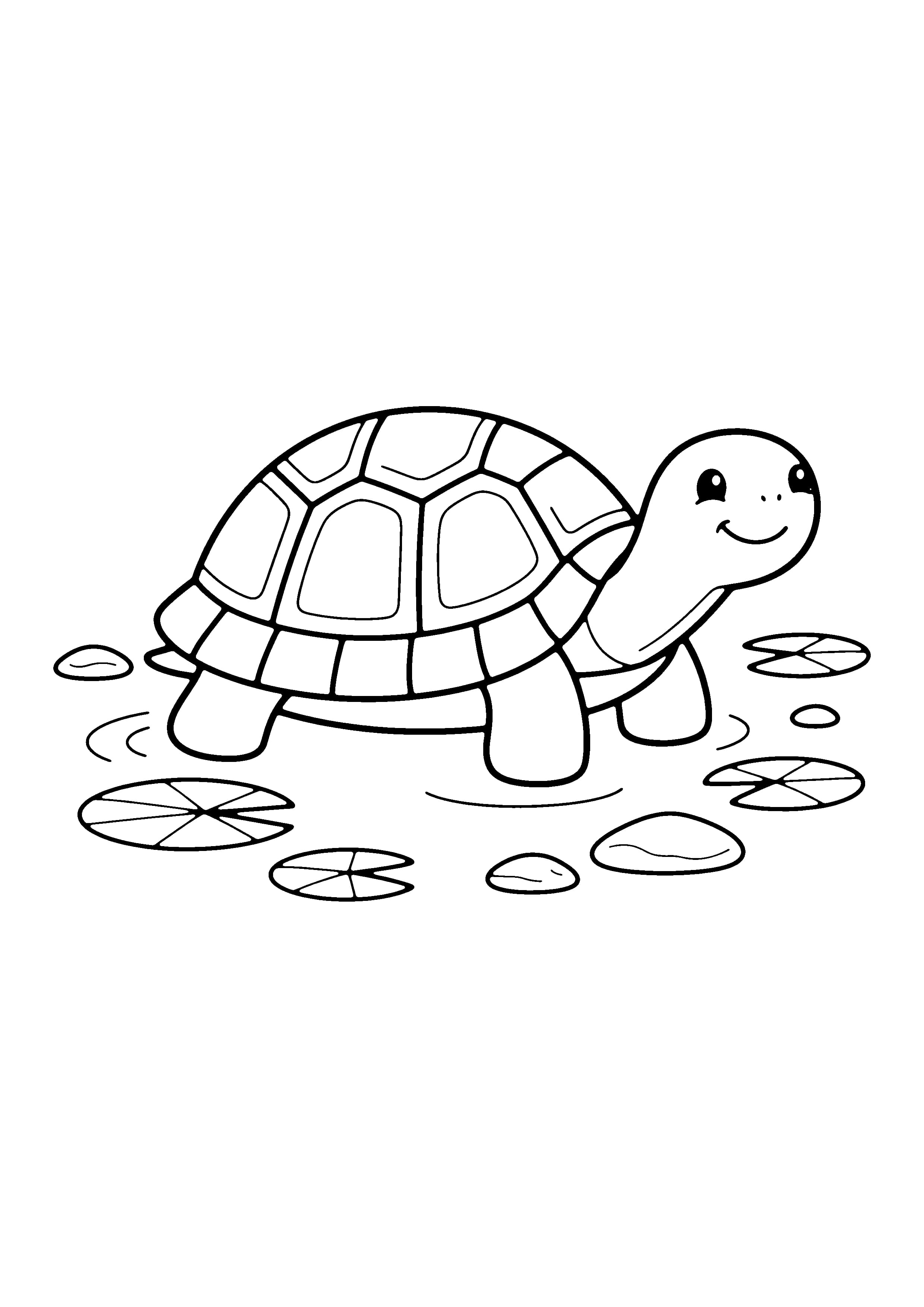 Printable hand-drawn Friendly Pond Turtle coloring page