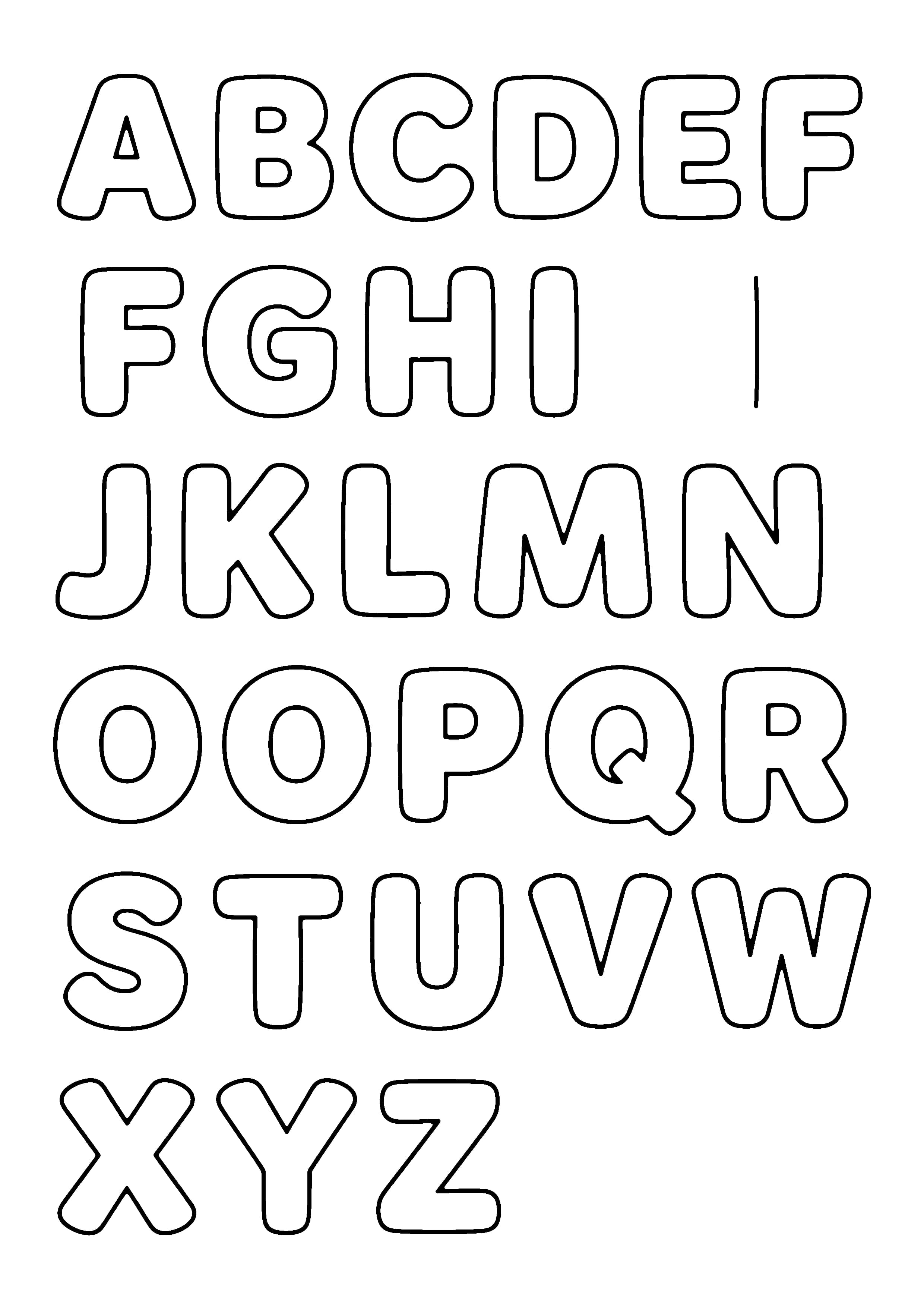 Printable hand-drawn Full A-to-Z Alphabet coloring page