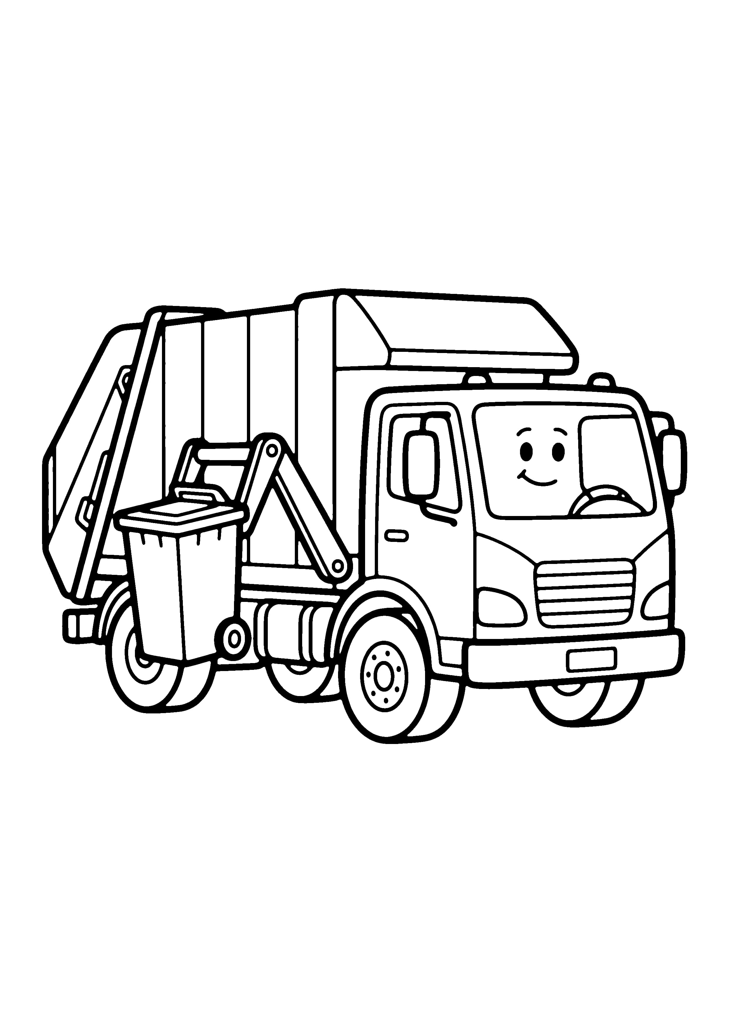 Printable hand-drawn Garbage Truck coloring page