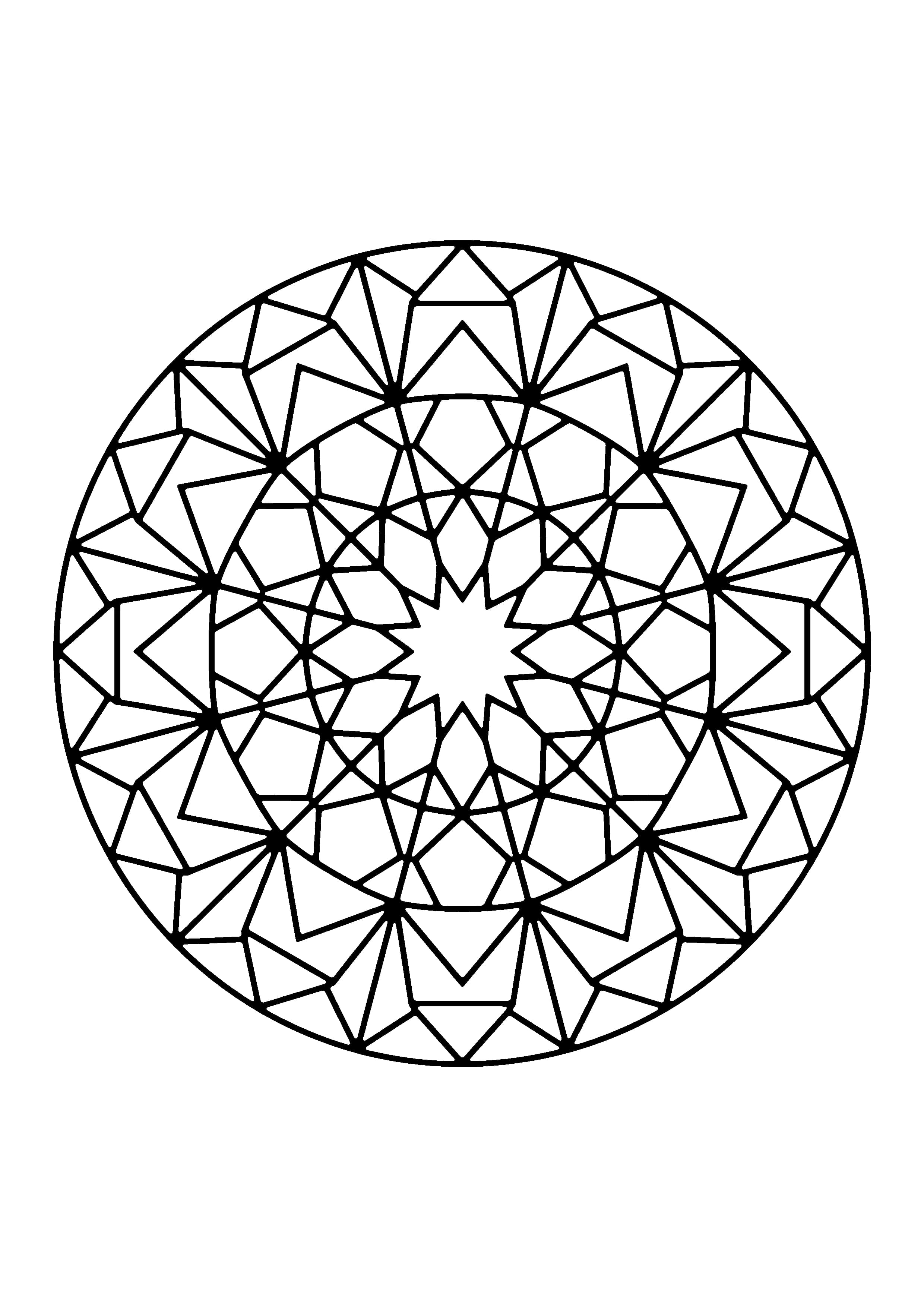 Printable hand-drawn Geometric Mandala coloring page