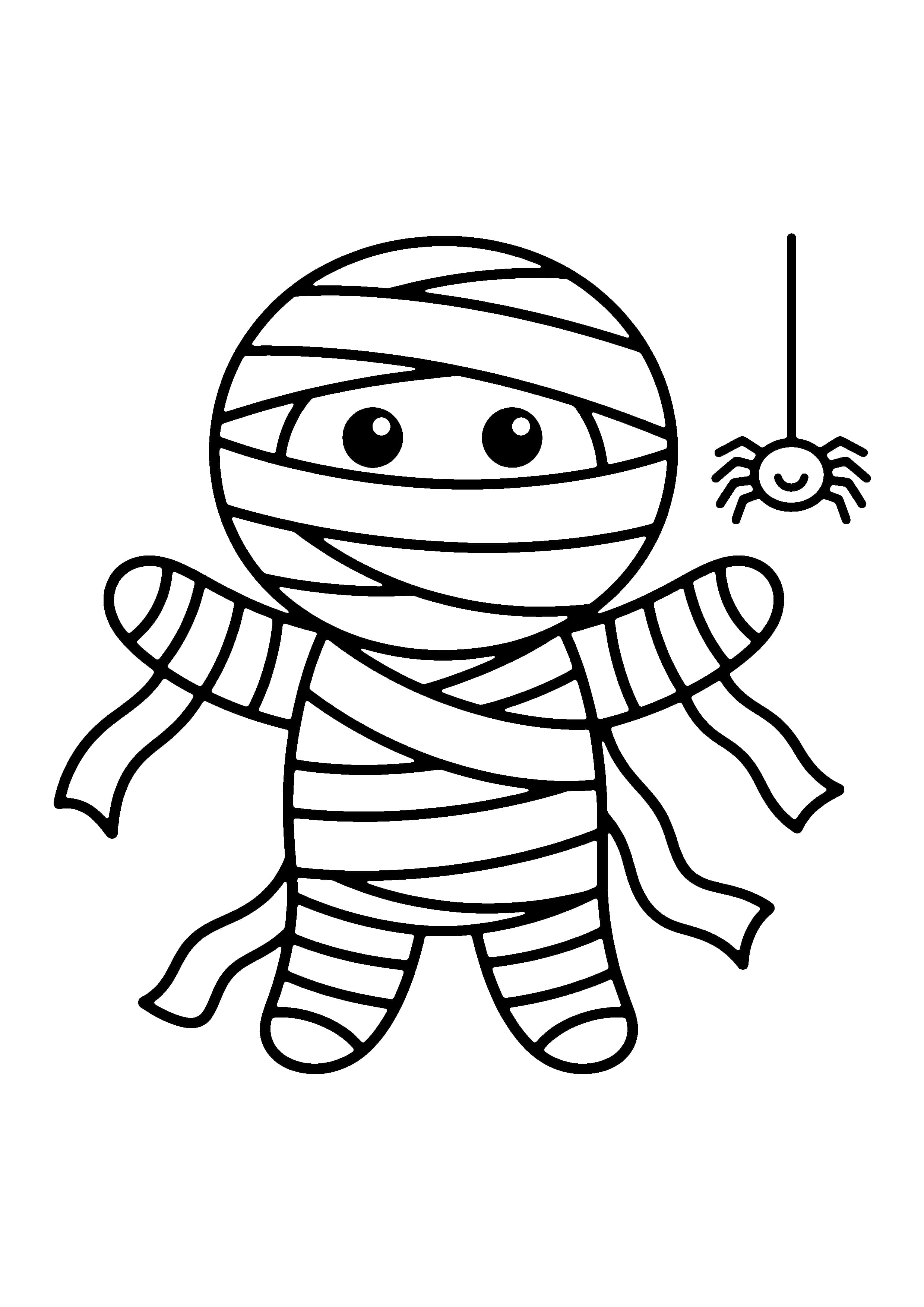 Printable hand-drawn Halloween Mummy coloring page
