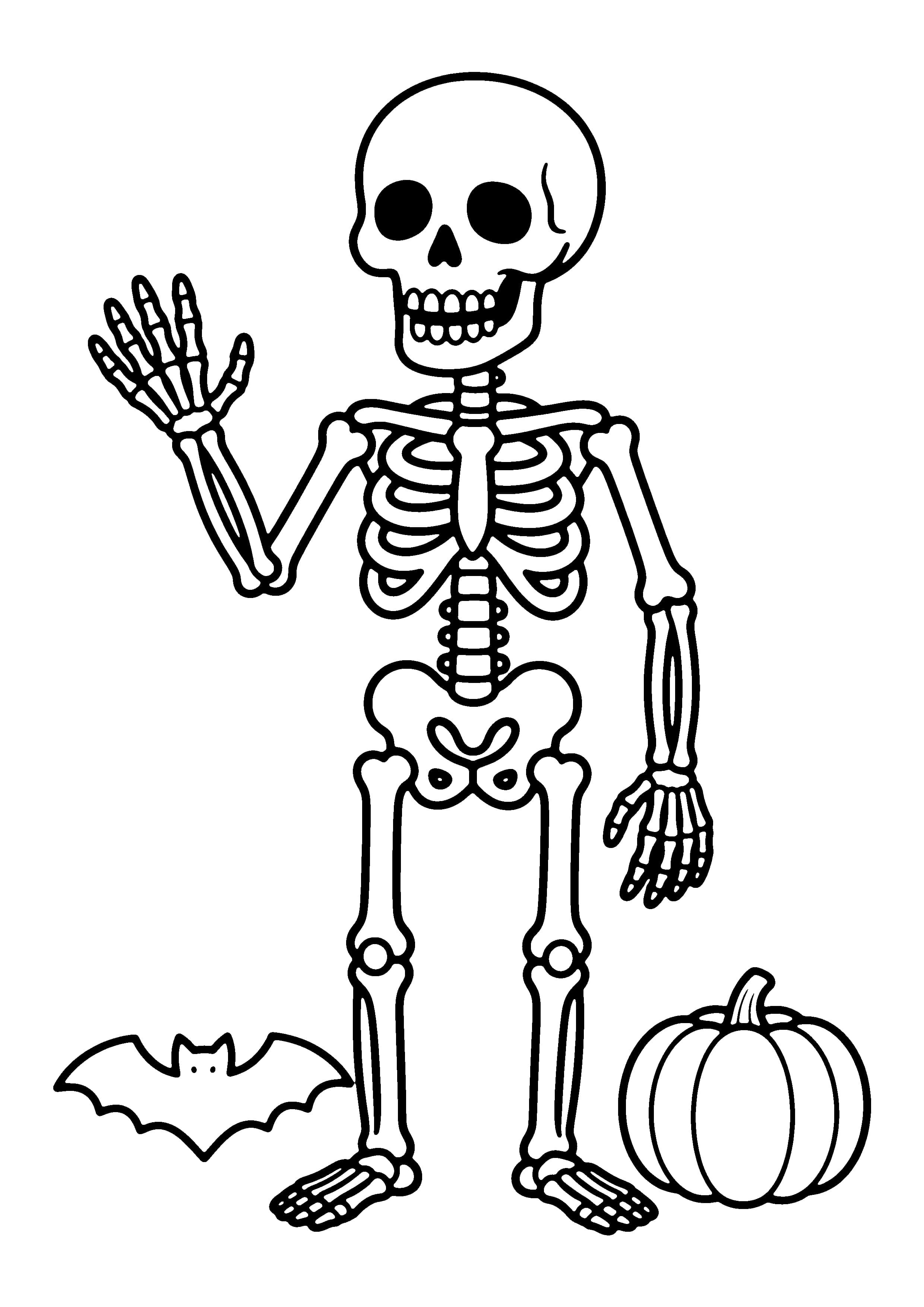 Printable hand-drawn Halloween Skeleton Wave coloring page