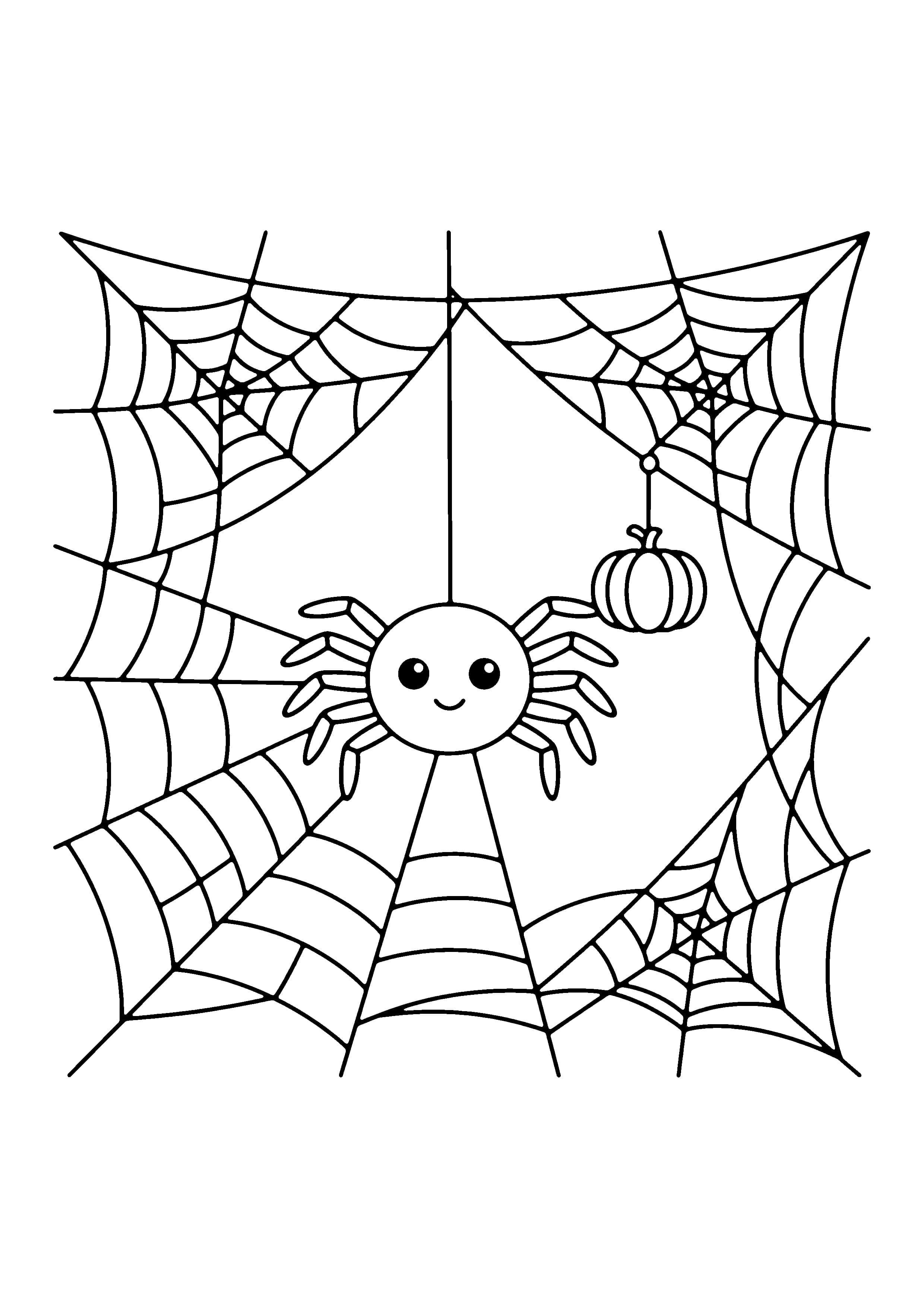 Printable hand-drawn Halloween Spider Web coloring page