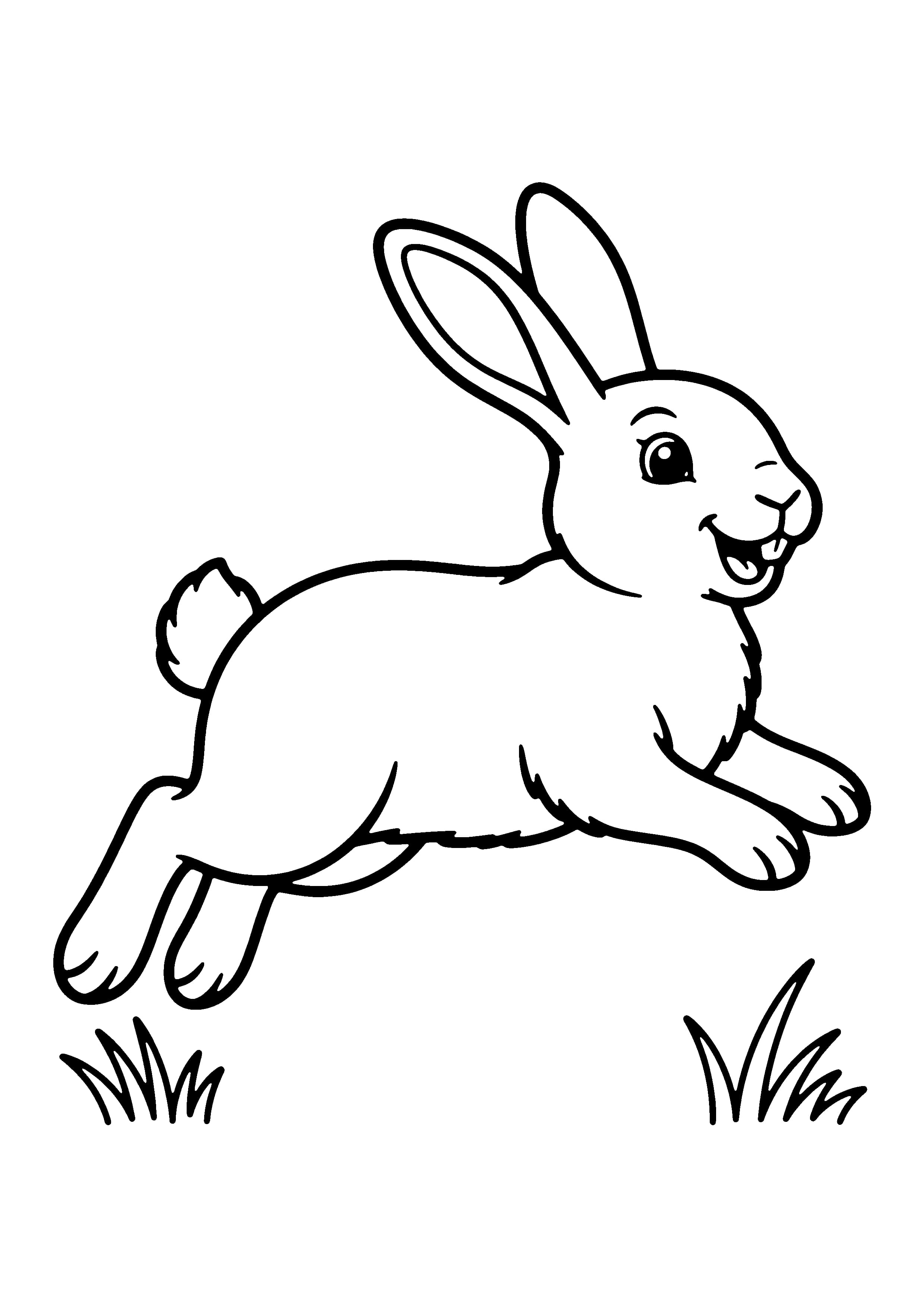Printable hand-drawn Hopping Rabbit coloring page