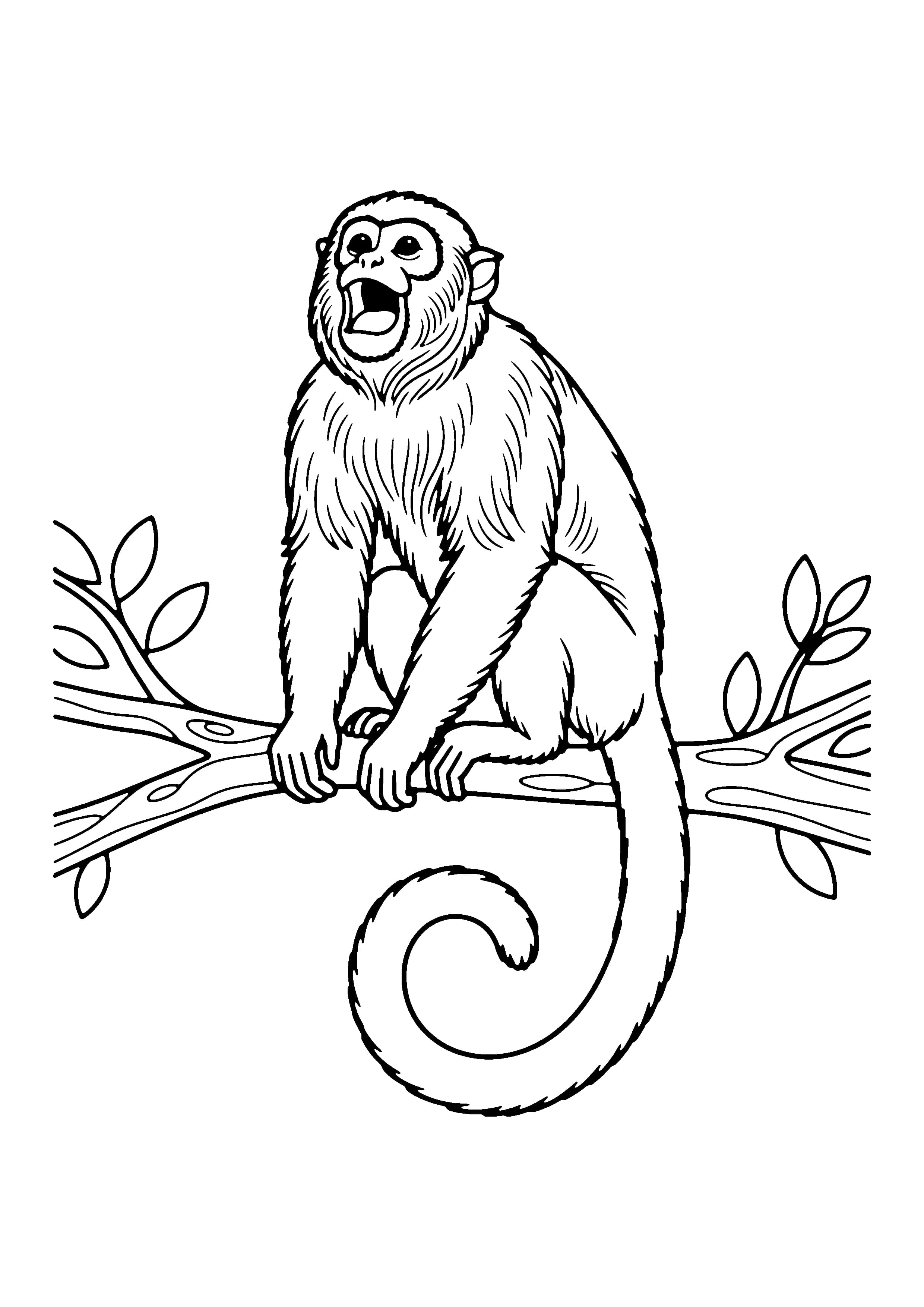 Printable hand-drawn Howler Monkey Calling coloring page