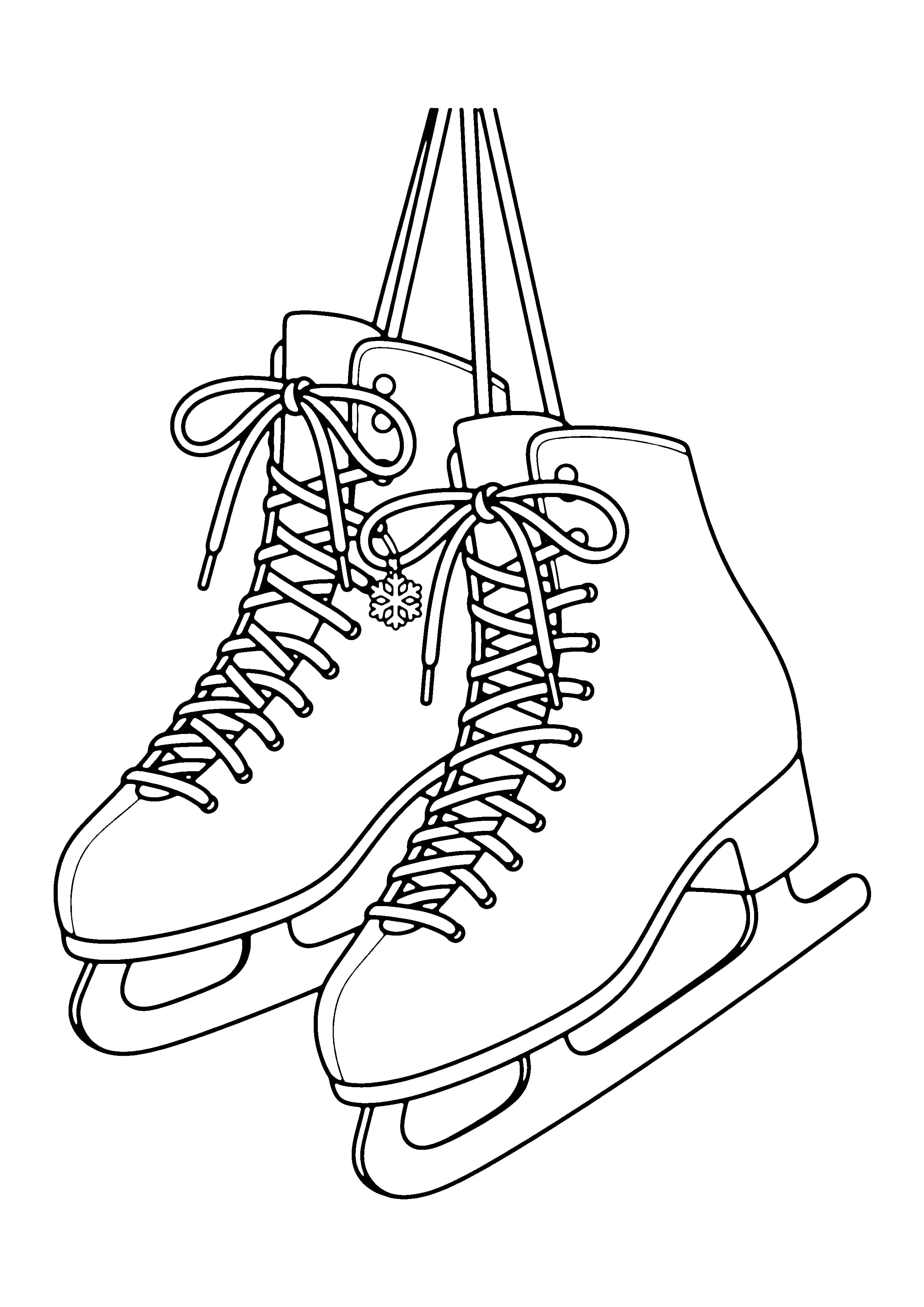 Printable hand-drawn Ice Skates Pair coloring page