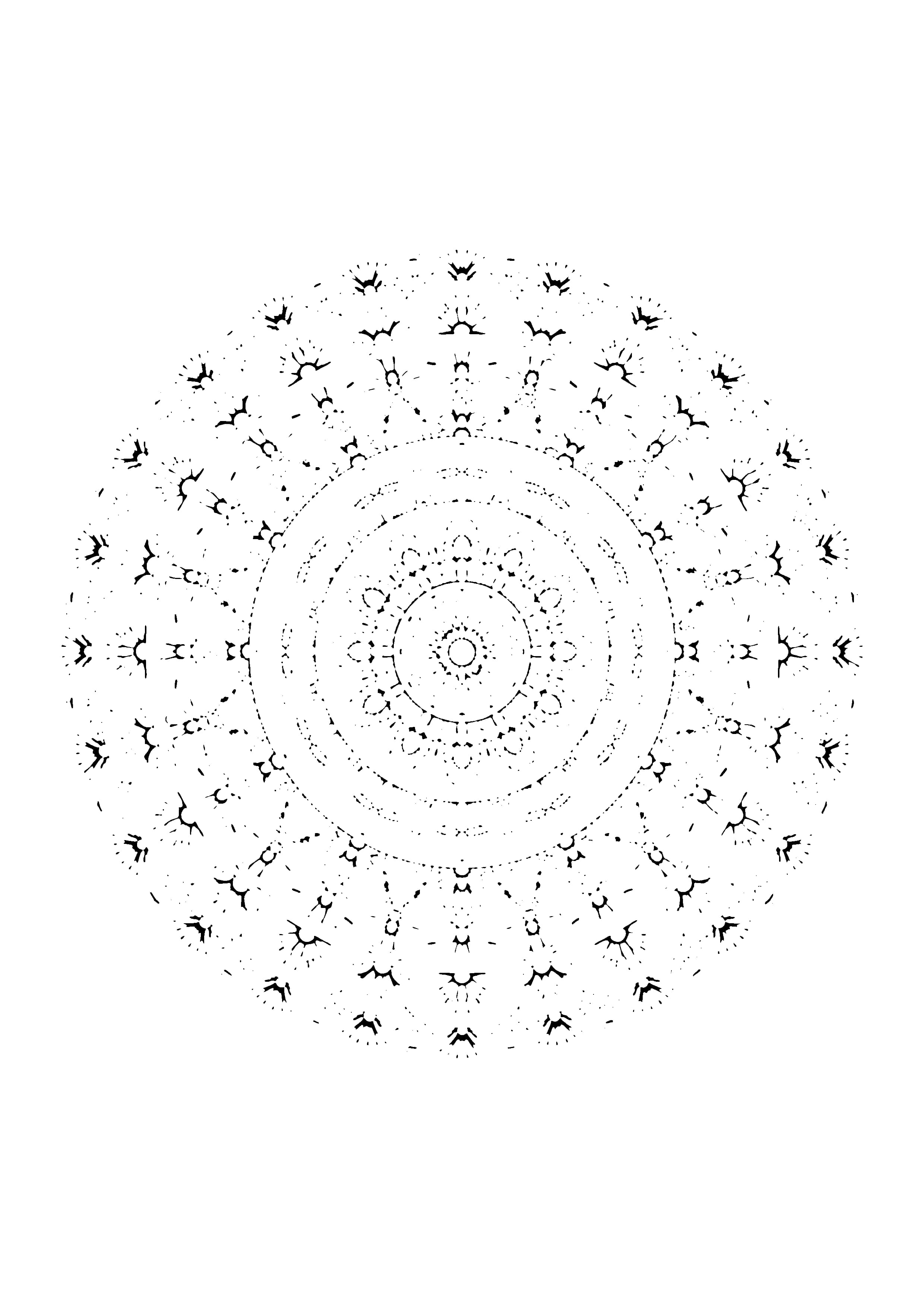 Printable hand-drawn Intricate Detailed Mandala coloring page for adults