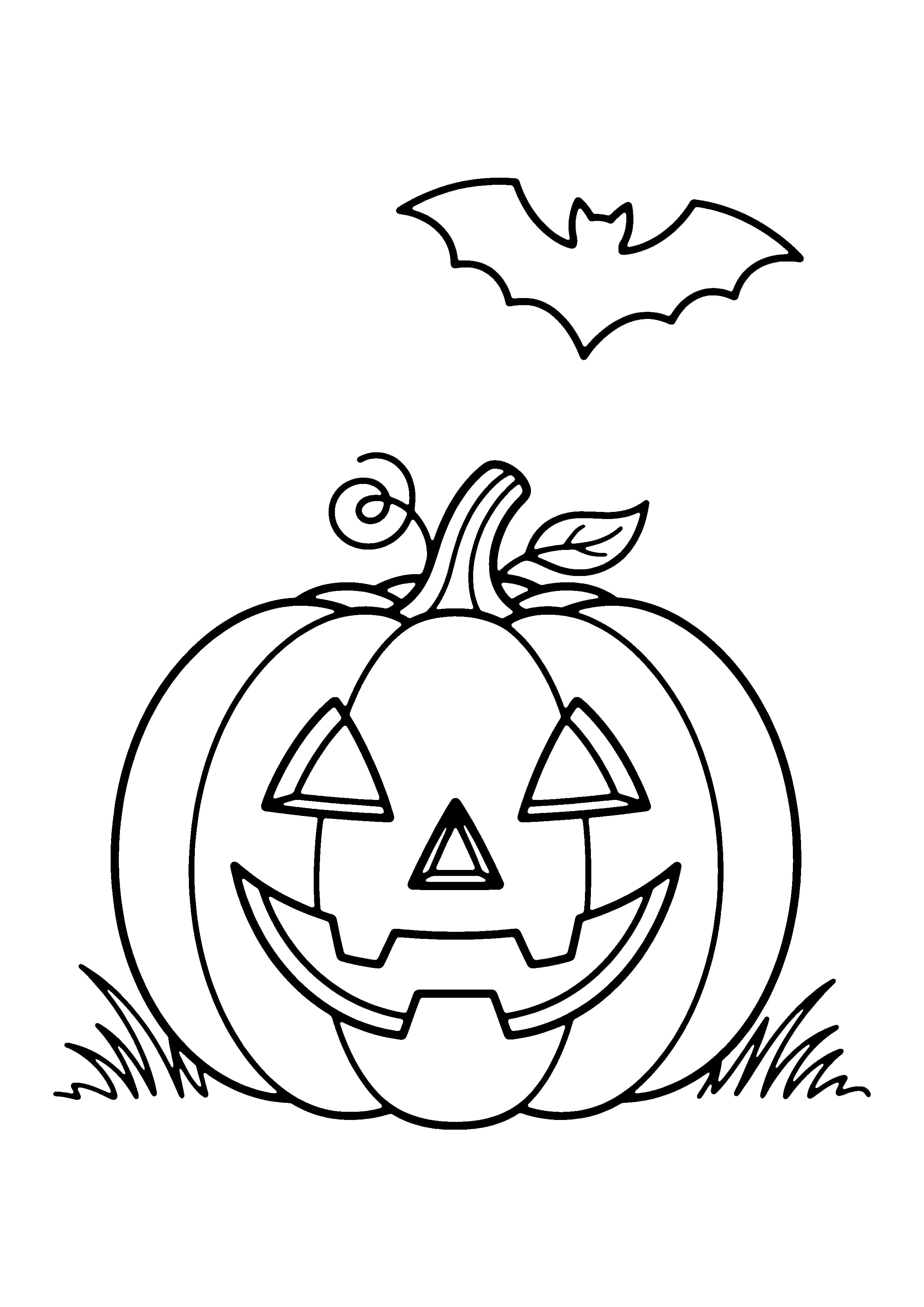 Printable hand-drawn Jack-o'-Lantern Pumpkin coloring page