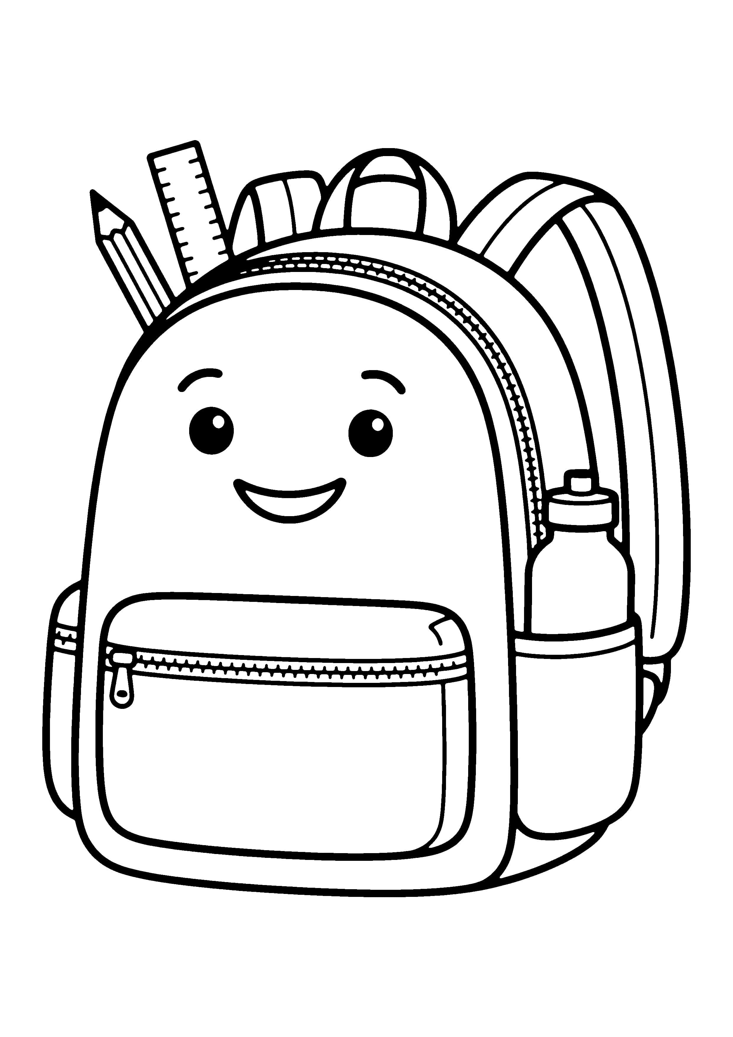 Printable hand-drawn Kindergarten Backpack coloring page