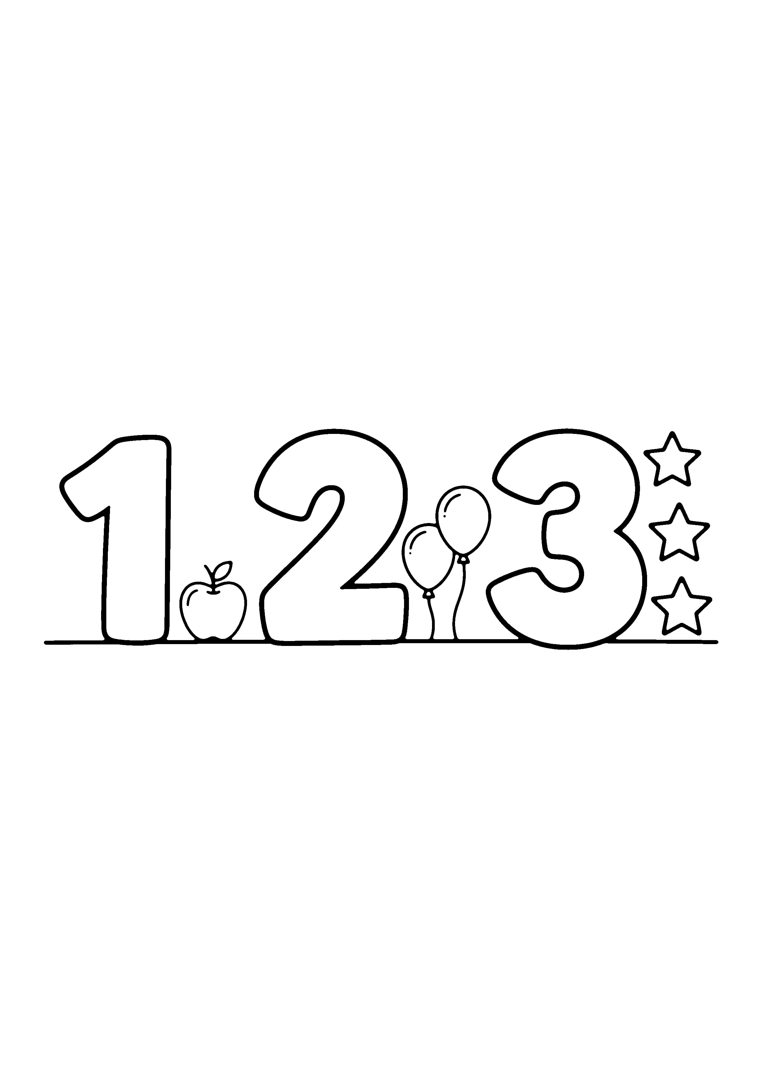 Printable hand-drawn Kindergarten Counting Numbers coloring page