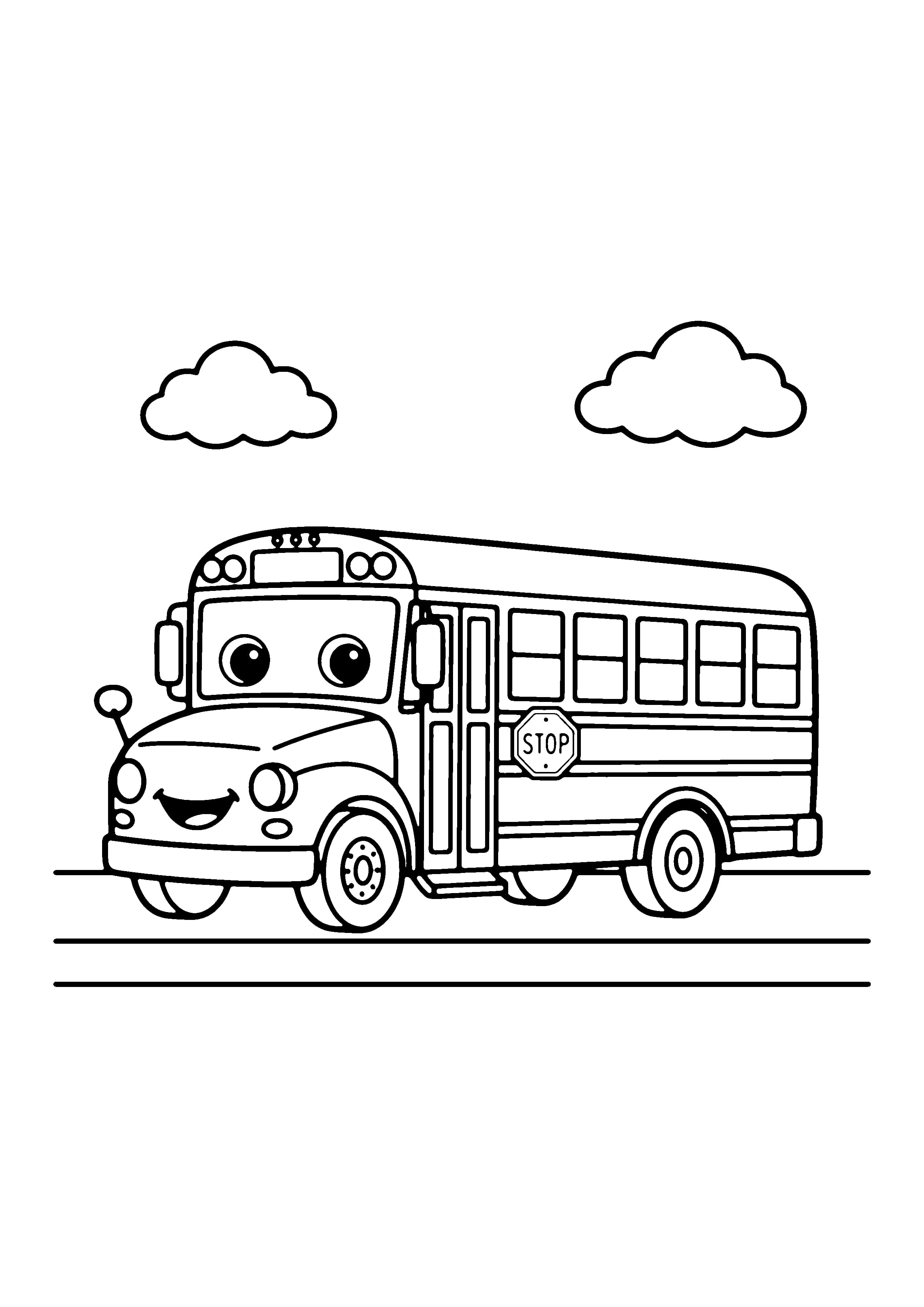 Printable hand-drawn Kindergarten School Bus coloring page