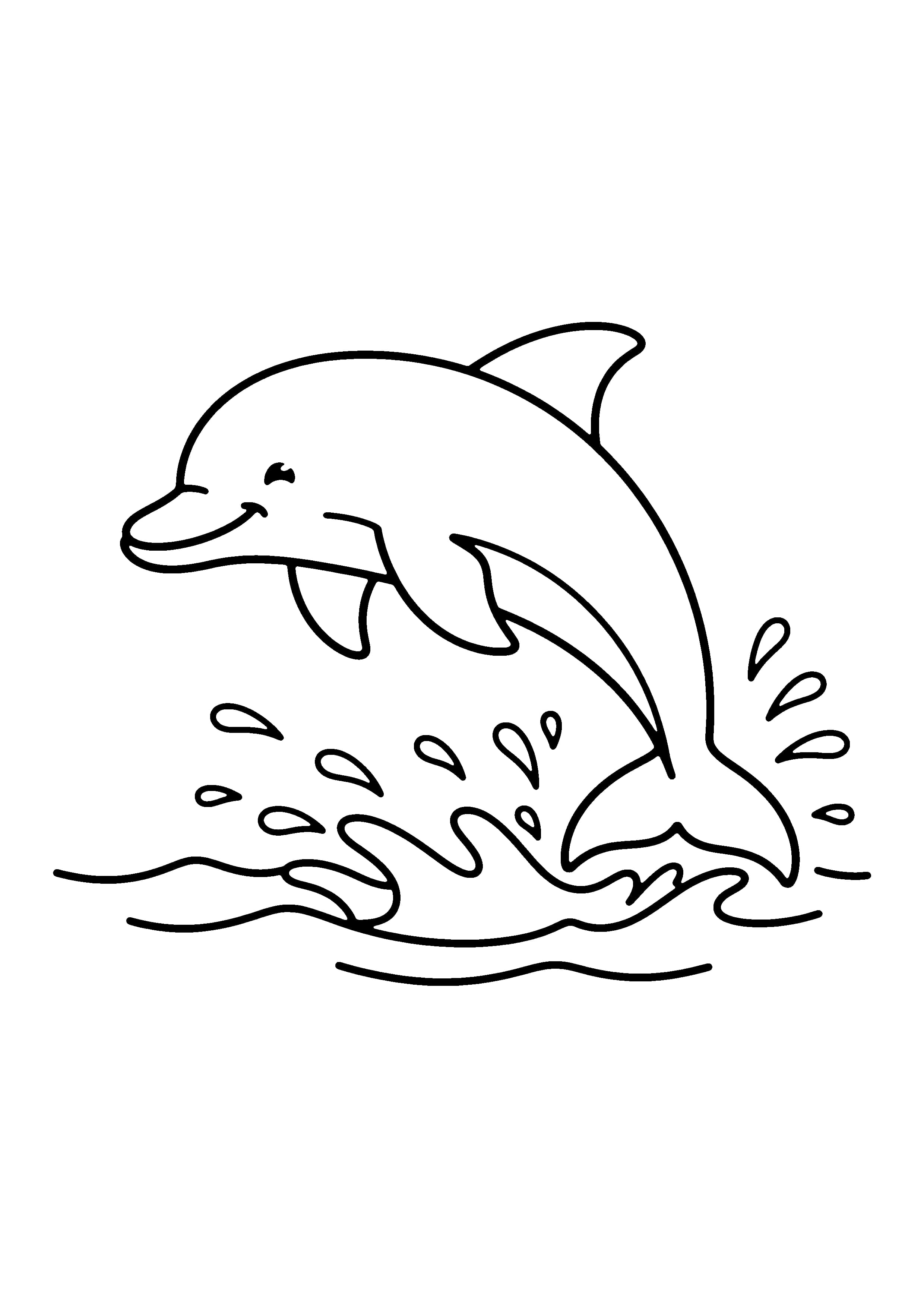 Printable hand-drawn Leaping Dolphin coloring page