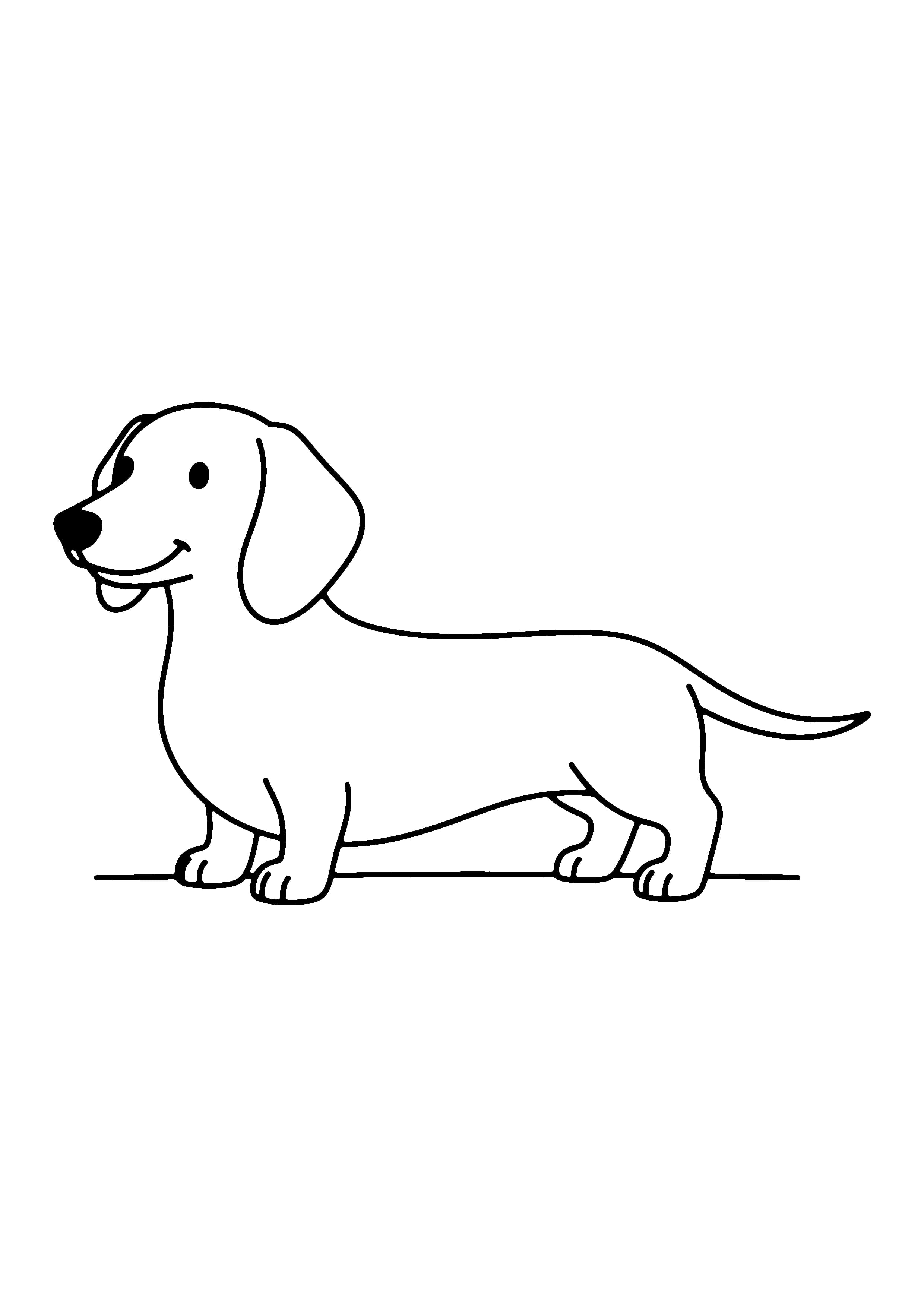 Printable hand-drawn Long Dachshund coloring page