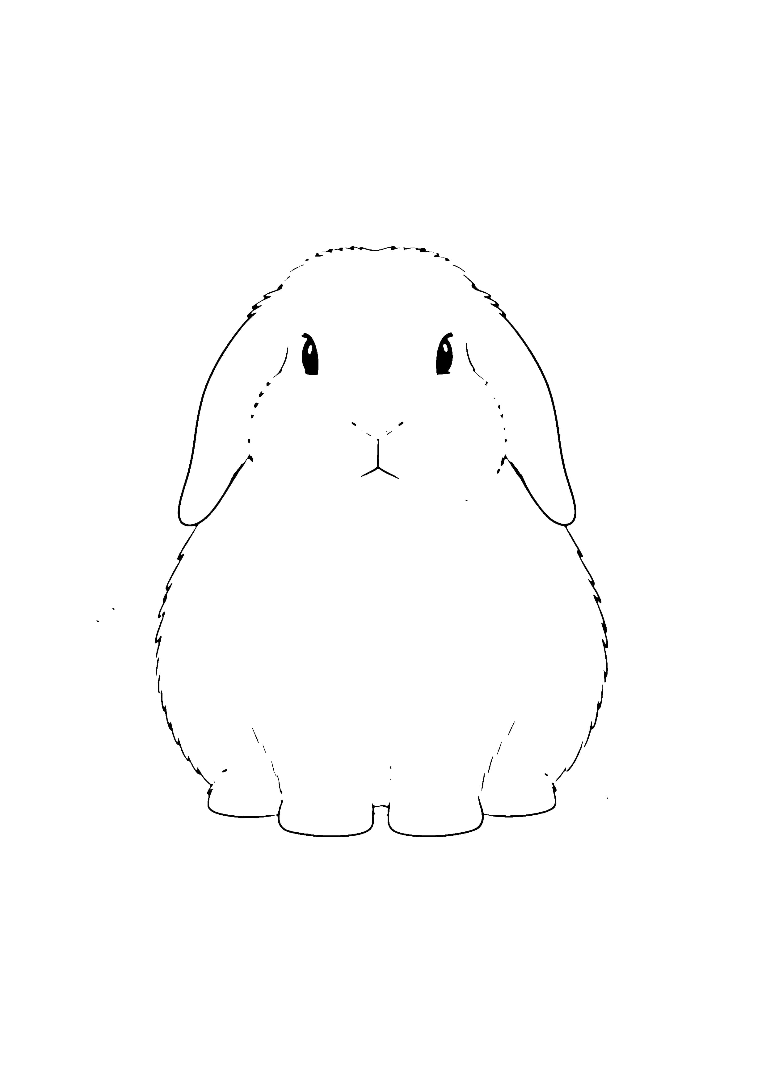Printable hand-drawn Lop-Eared Bunny coloring page