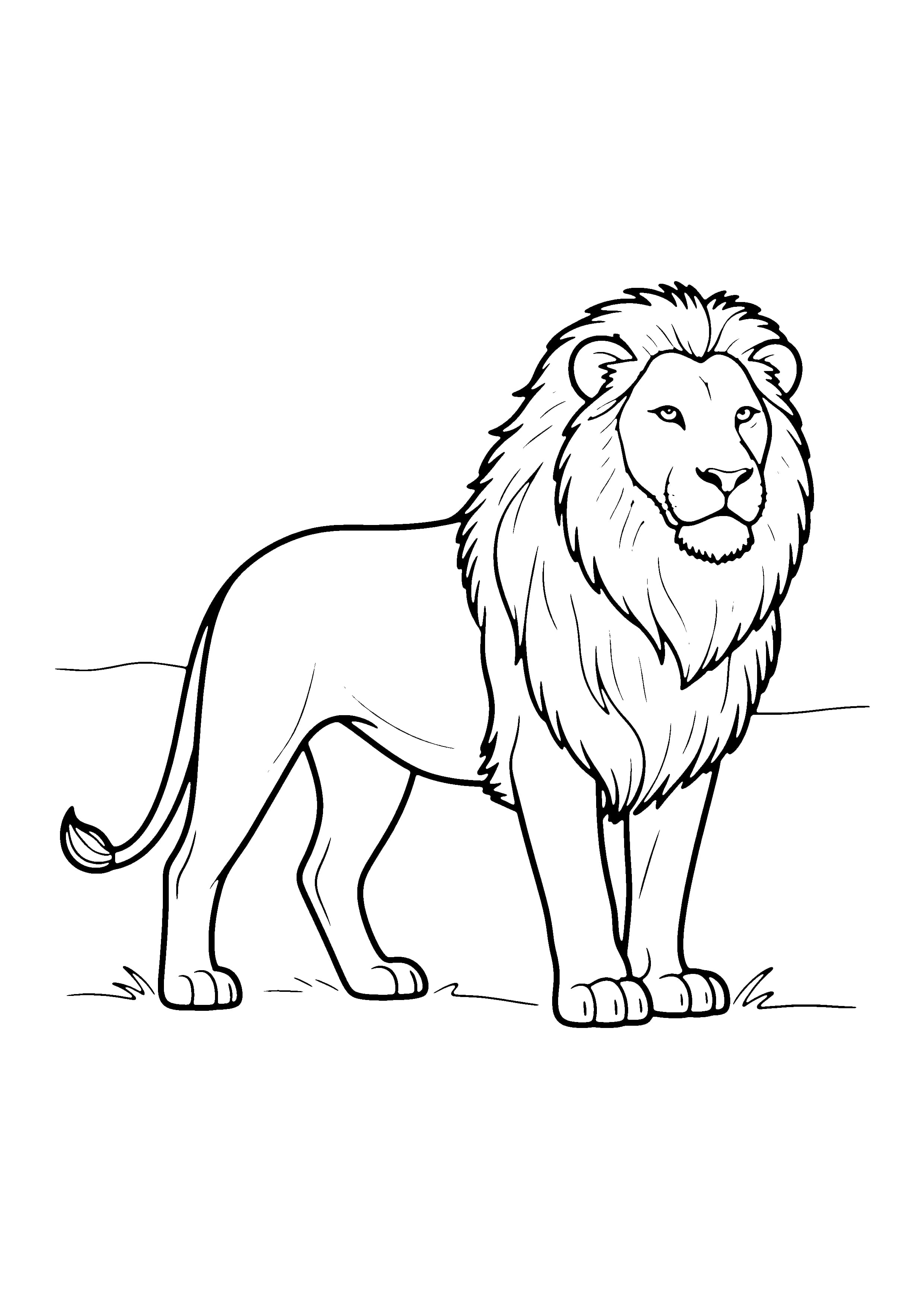 Printable hand-drawn Mighty Maned Lion coloring page
