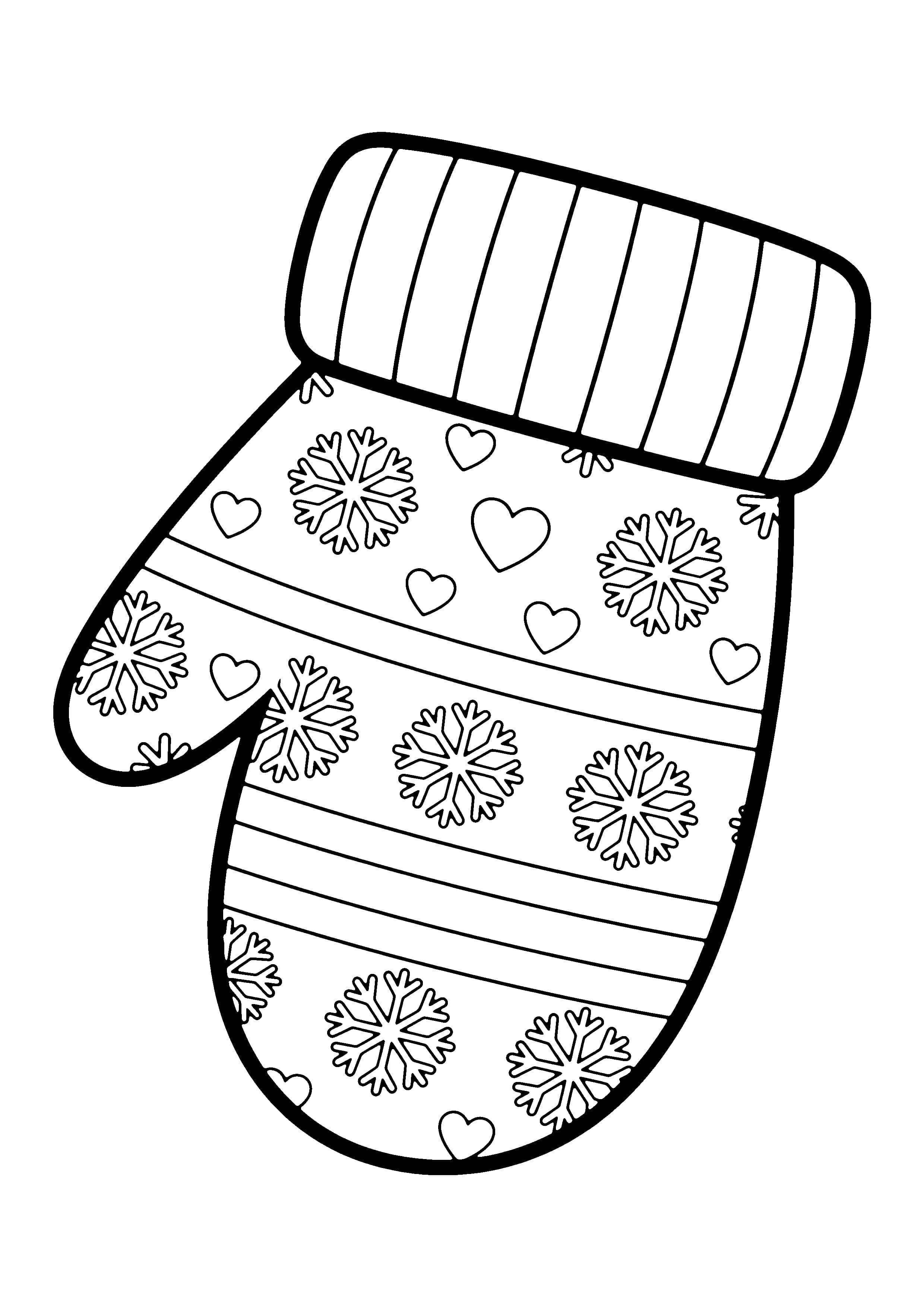 Printable hand-drawn Mitten Snow Pattern coloring page