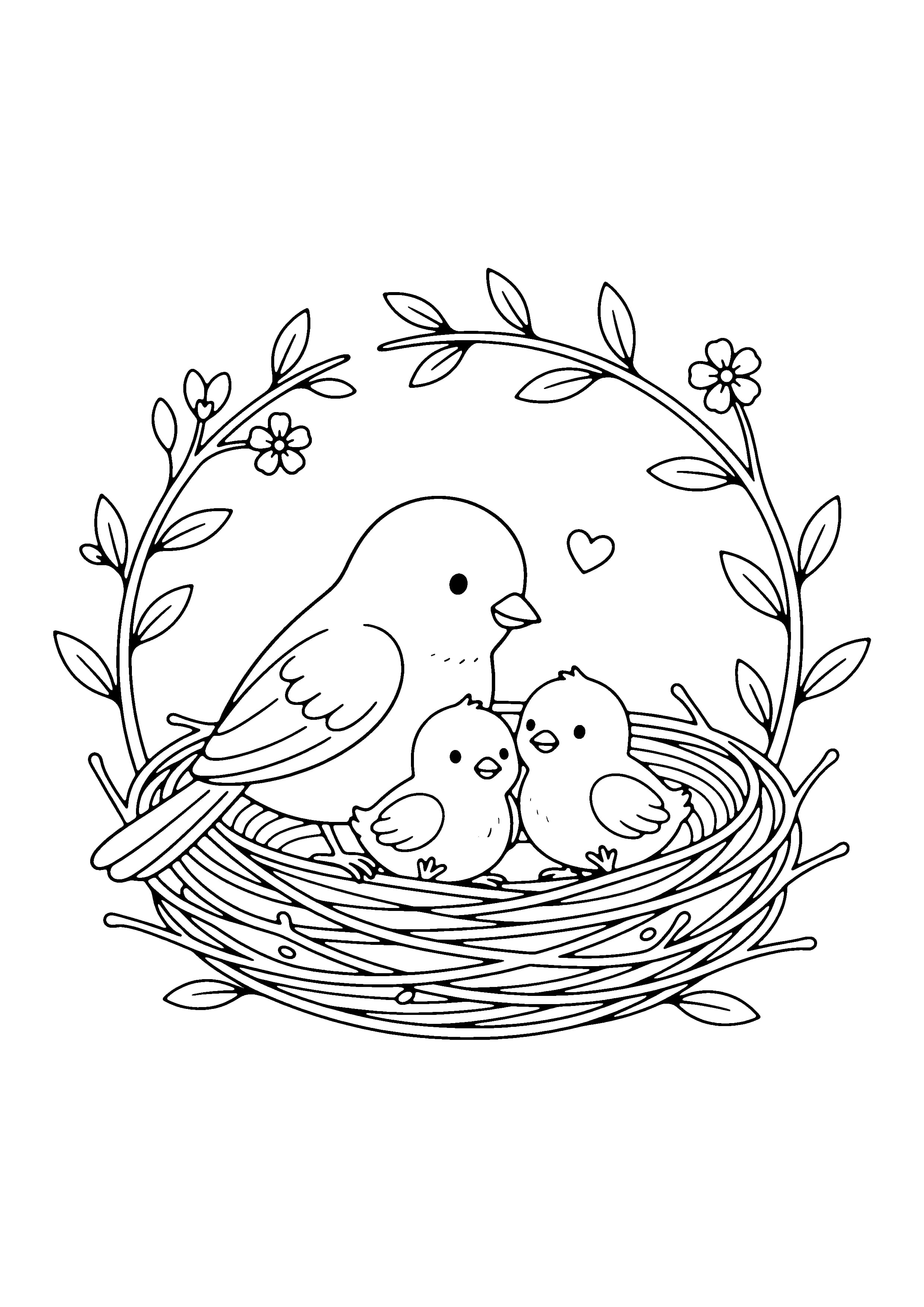 Printable hand-drawn Mom and Baby Animals coloring page