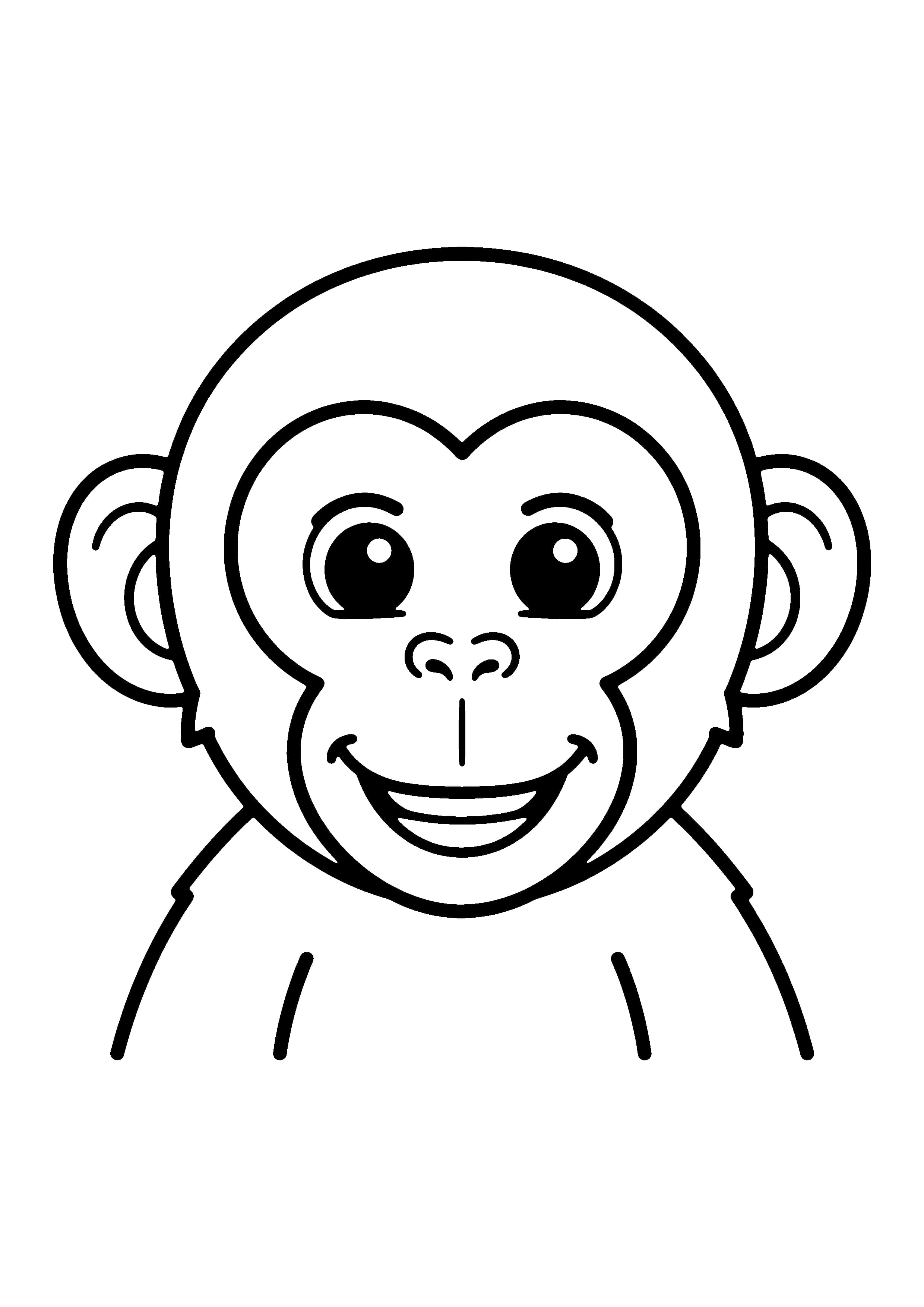 Printable hand-drawn Monkey Face Close-Up coloring page