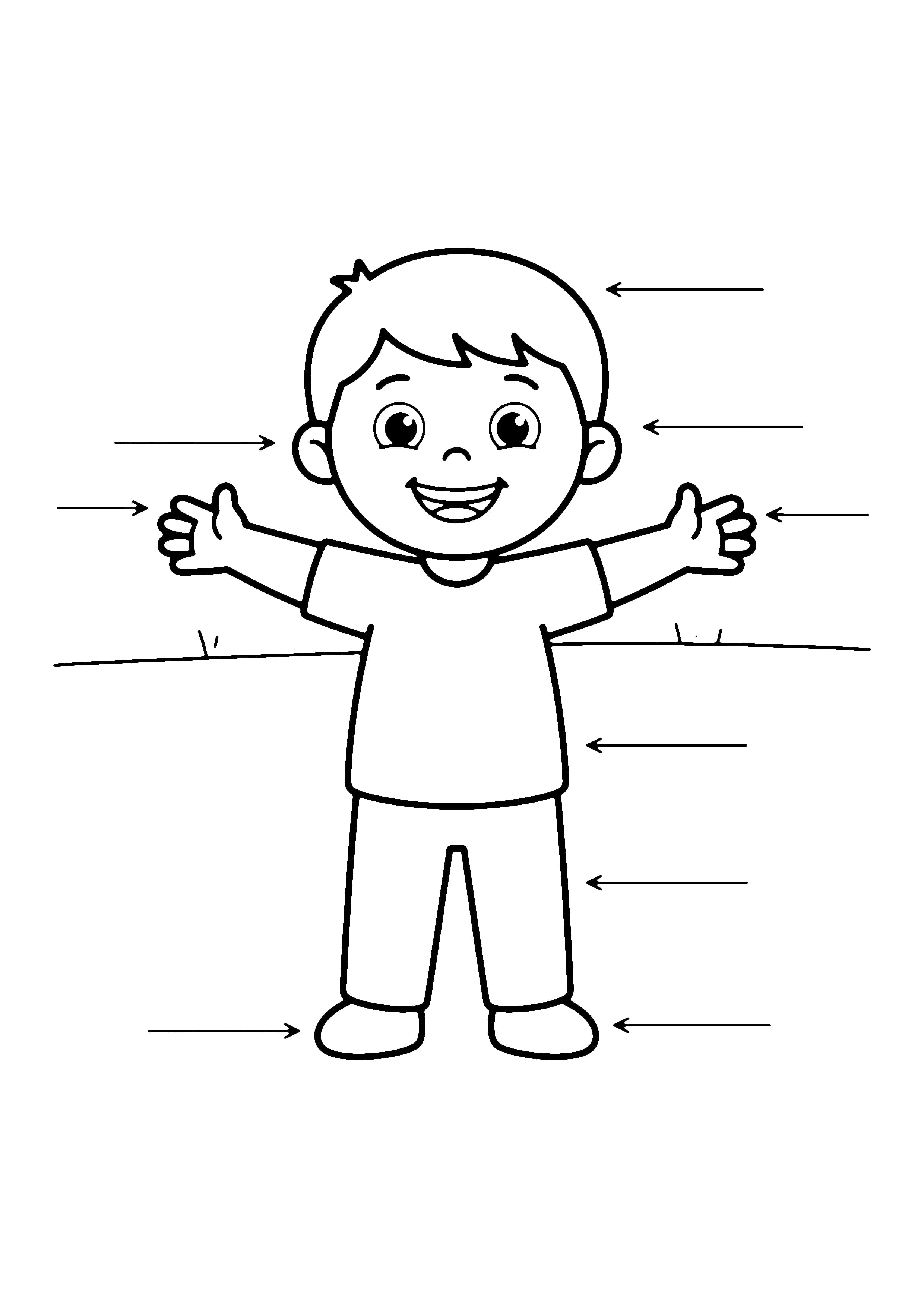Printable hand-drawn My Body Cartoon coloring page